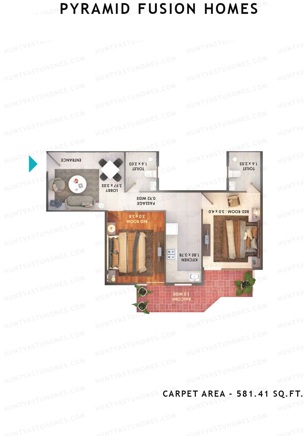 Pyramid Fusion Homes Tower 1 Unit 2 (Type A) Floor Plan