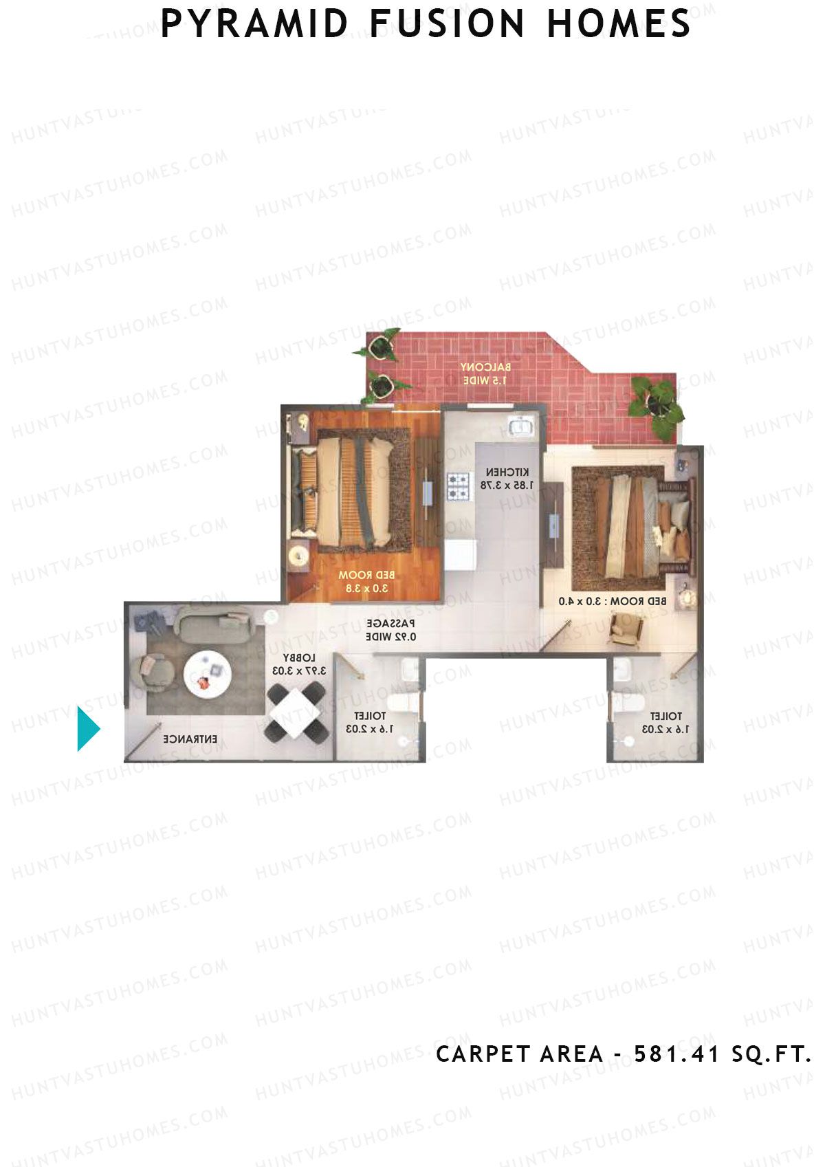 Pyramid Fusion Homes Tower 1 Unit 3 (Type A) Floor Plan