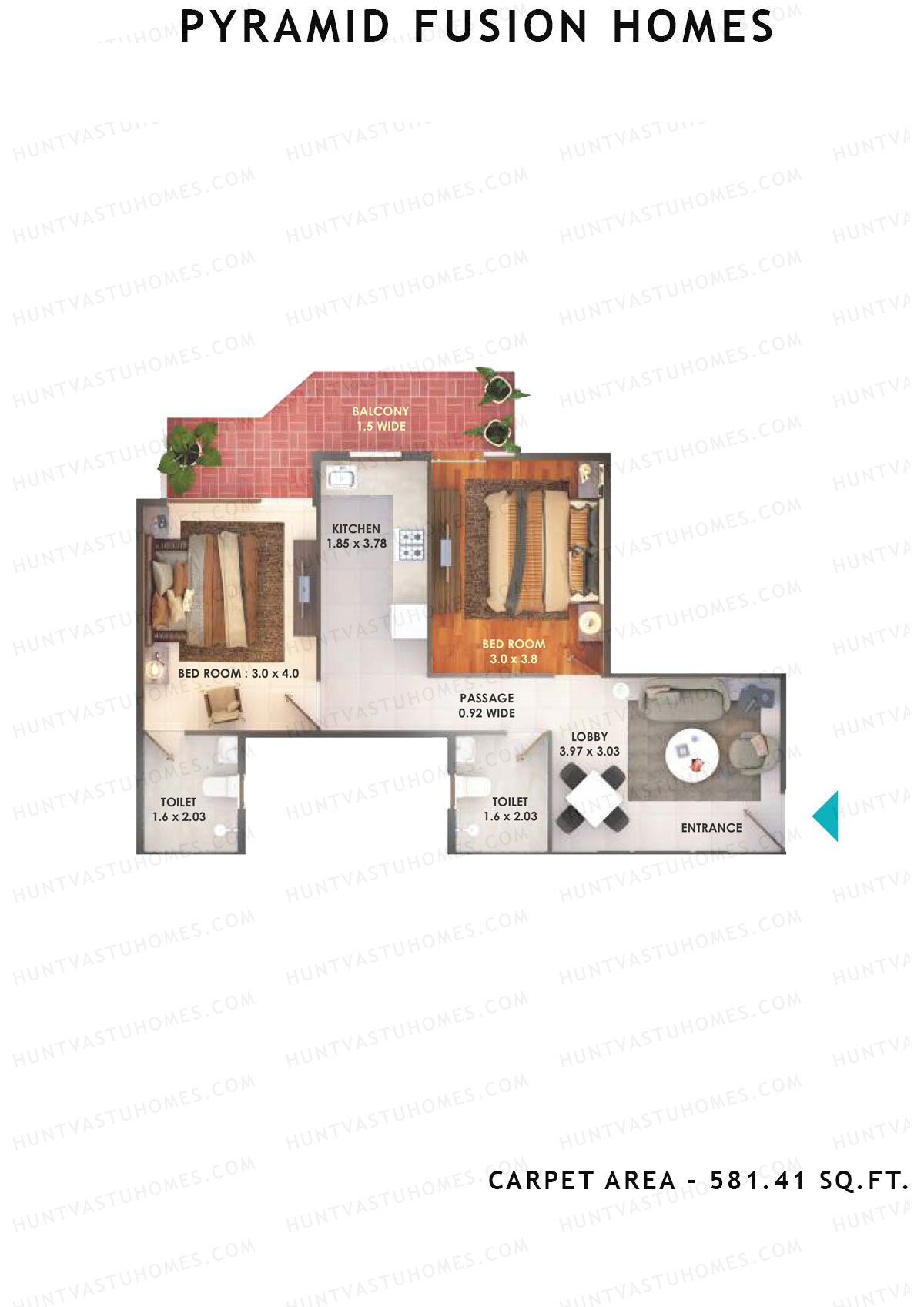 Pyramid Fusion Homes Tower 1 Unit 6 (Type A) Floor Plan