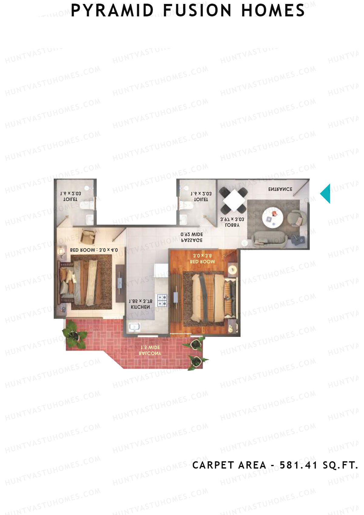 Pyramid Fusion Homes Tower 1 Unit 7 (Type A) Floor Plan