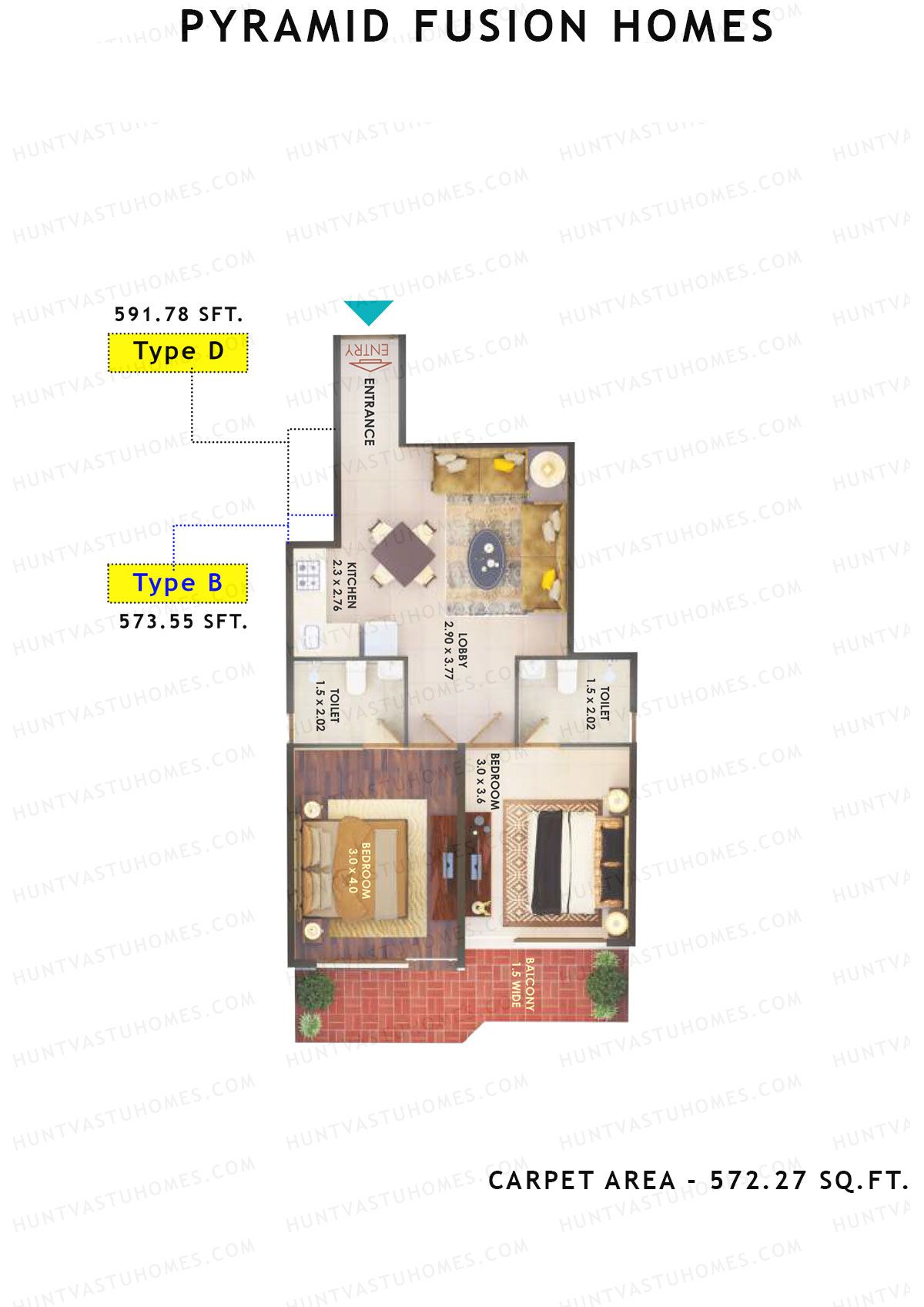 Pyramid Fusion Homes Tower 1 Unit 1 (Type C ) Floor Plan