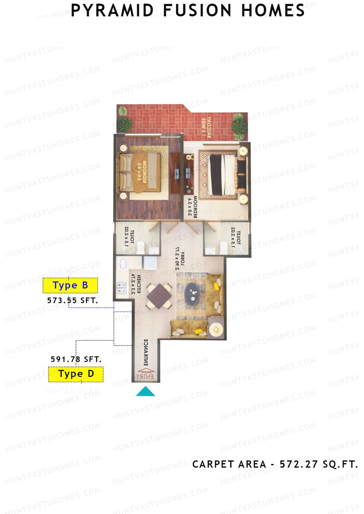 Pyramid Fusion Homes Tower 1 Unit 4 (Type C ) Floor Plan
