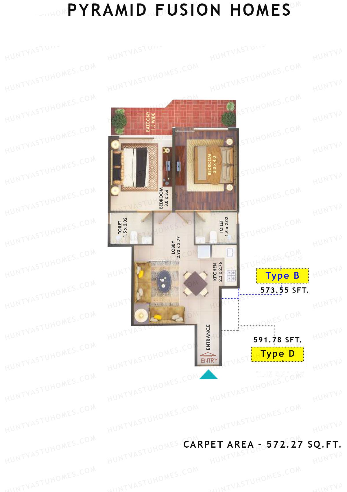 Pyramid Fusion Homes Tower 1 Unit 5 (Type C ) Floor Plan