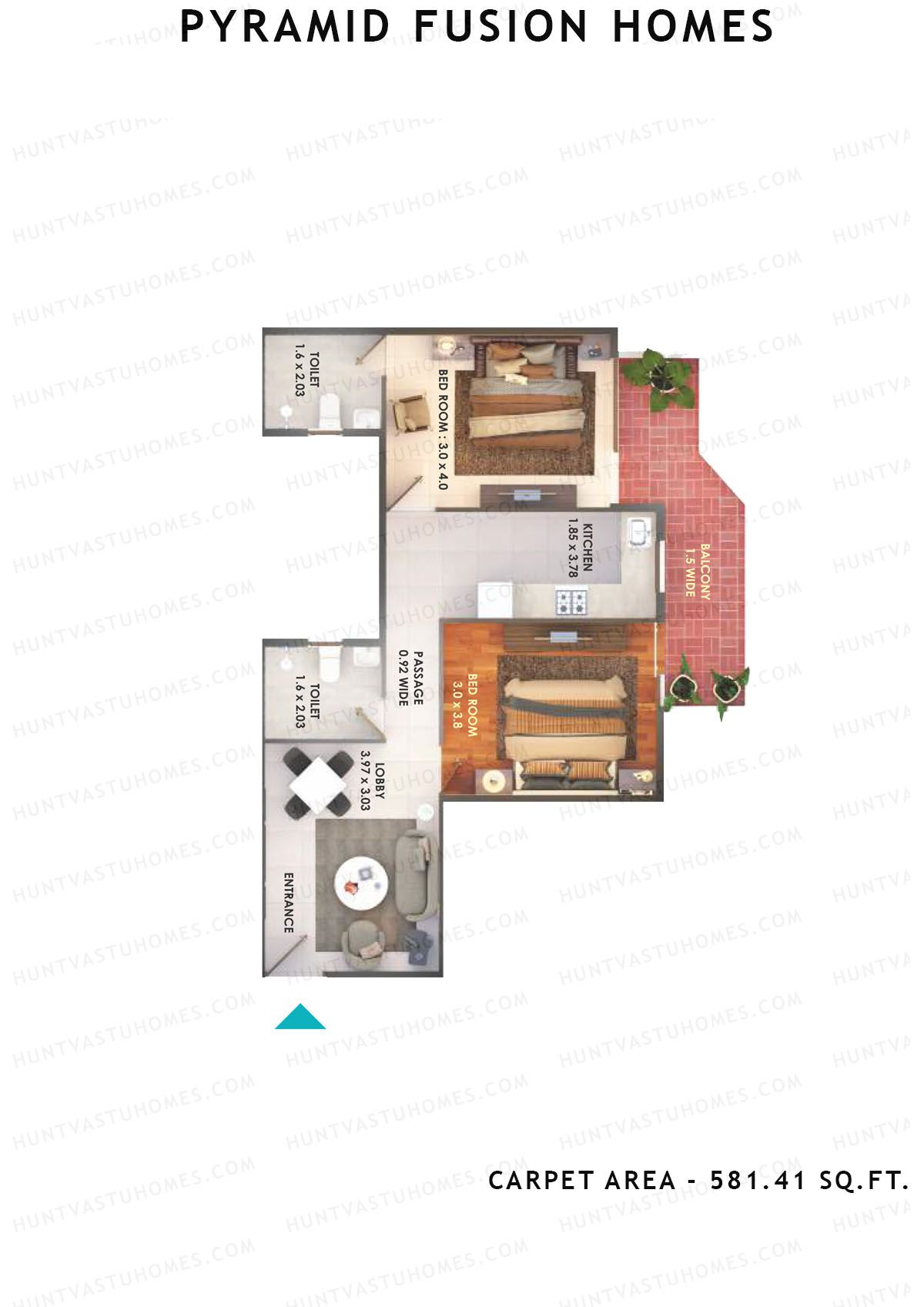 Pyramid Fusion Homes Tower 3 Unit 6 (Type A) Floor Plan