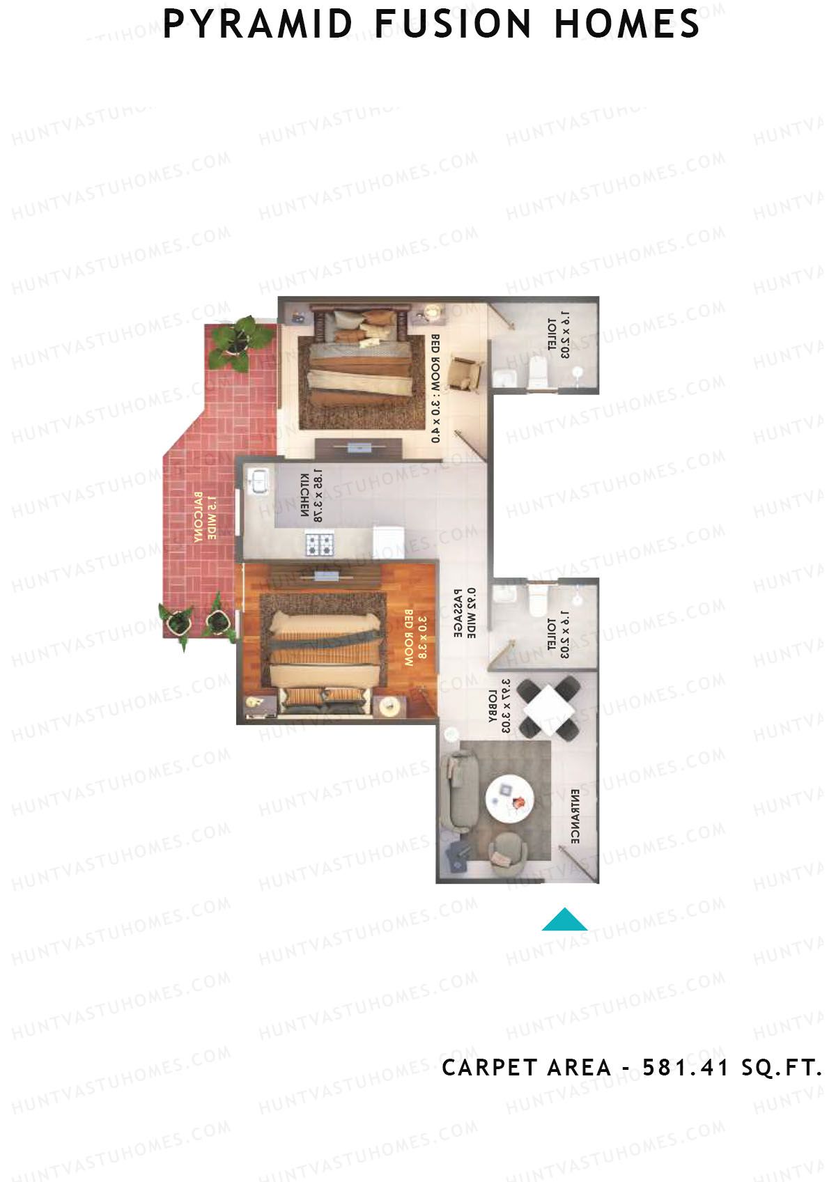 Pyramid Fusion Homes Tower 3 Unit 7 (Type A) Floor Plan