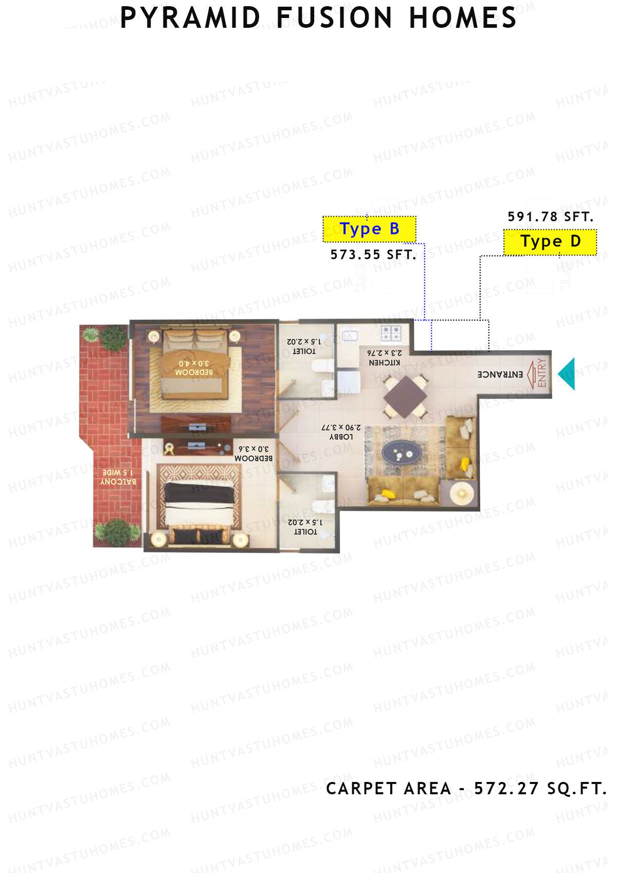 Pyramid Fusion Homes Tower 3 Unit 1 (Type C,) Floor Plan