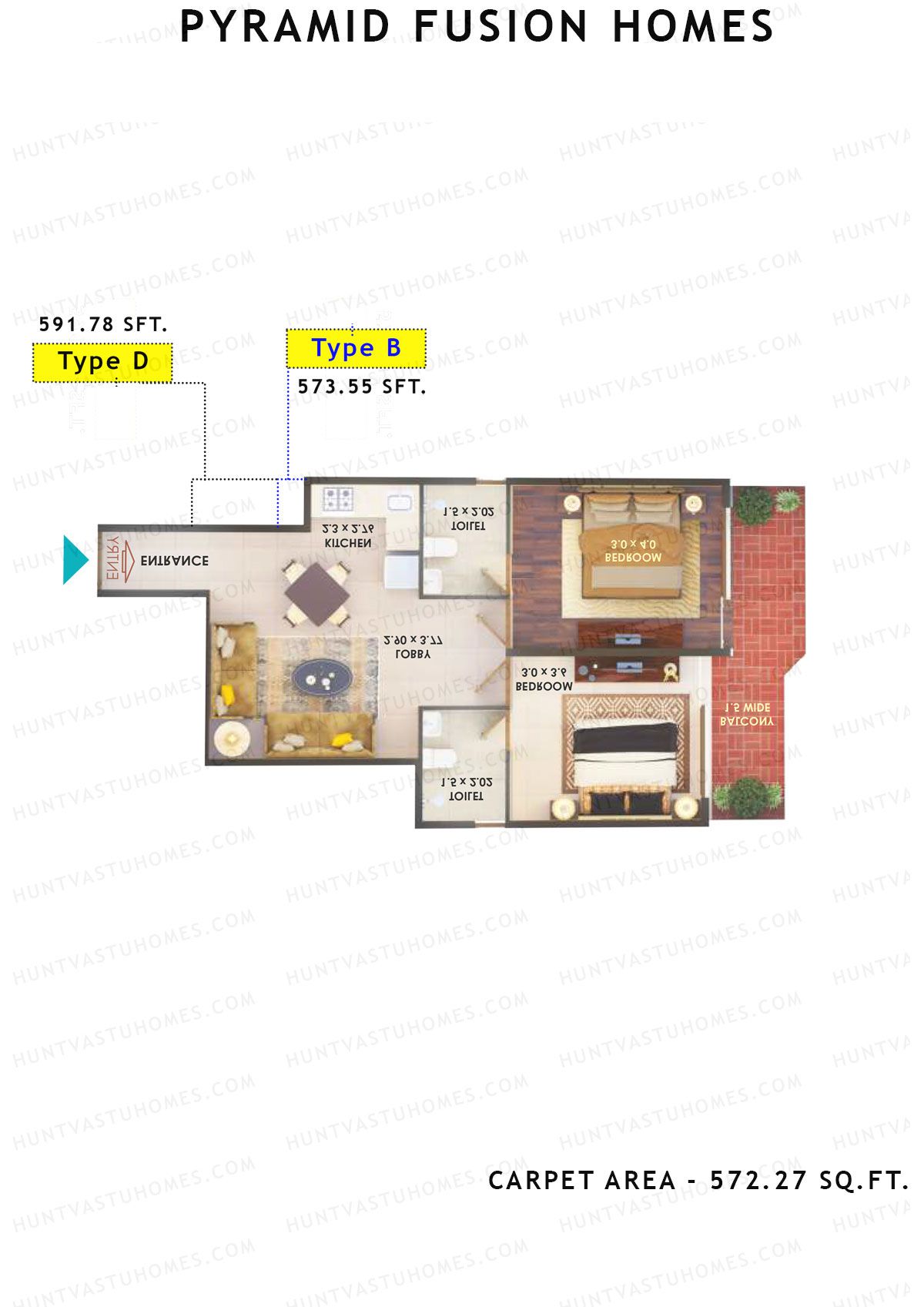 Pyramid Fusion Homes Tower 3 Unit 4 (Type C,) Floor Plan