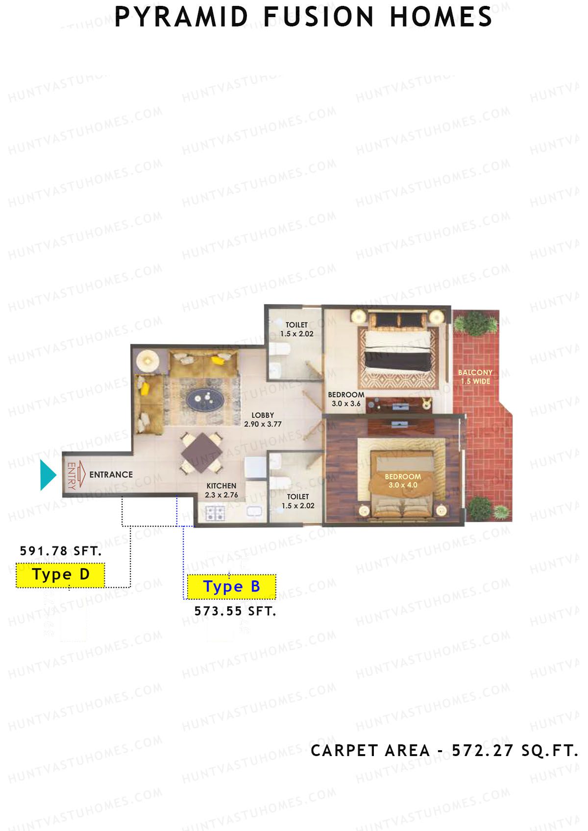 Pyramid Fusion Homes Tower 3 Unit 5 (Type C,) Floor Plan