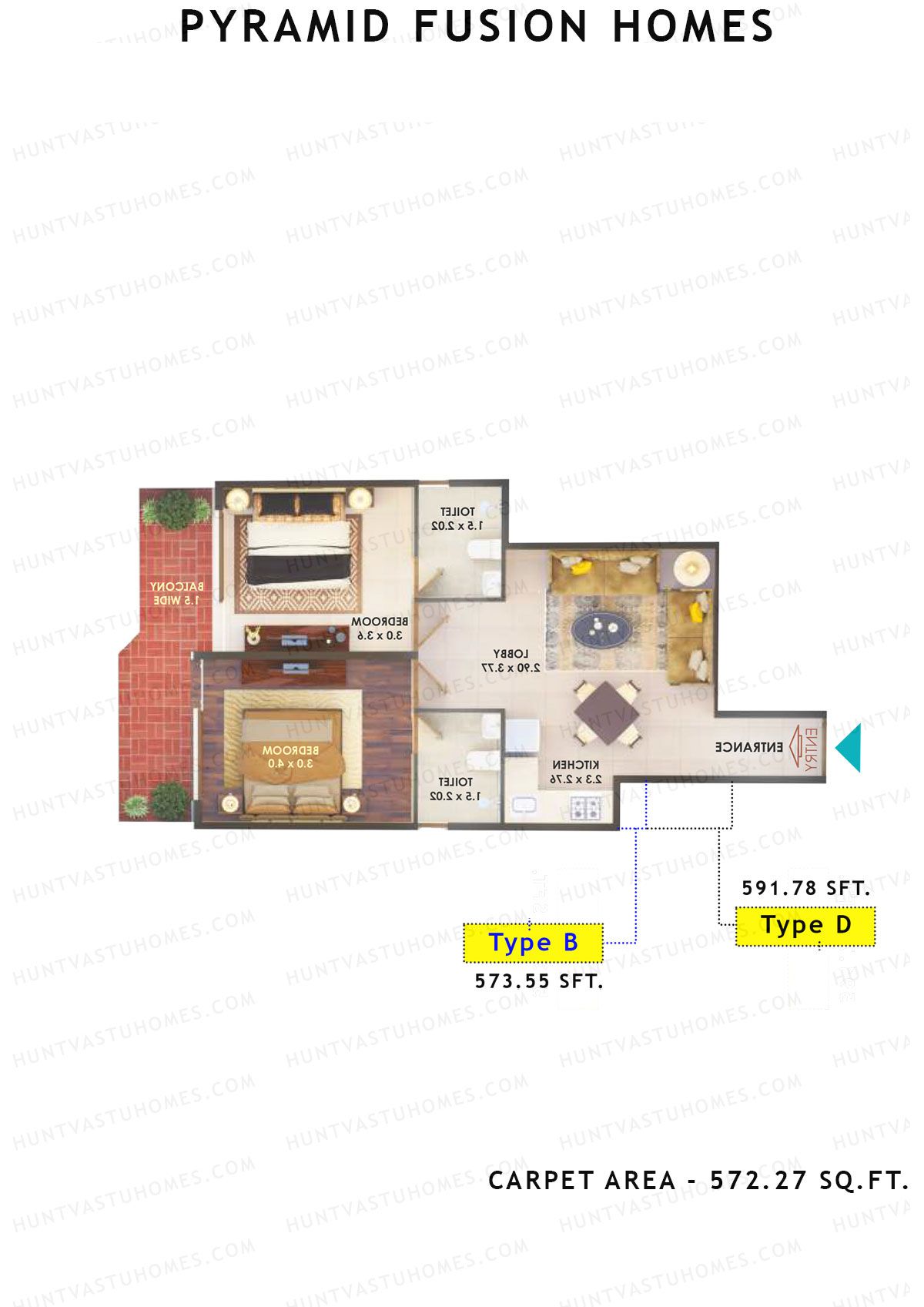 Pyramid Fusion Homes Tower 3 Unit 8 (Type C, ) Floor Plan