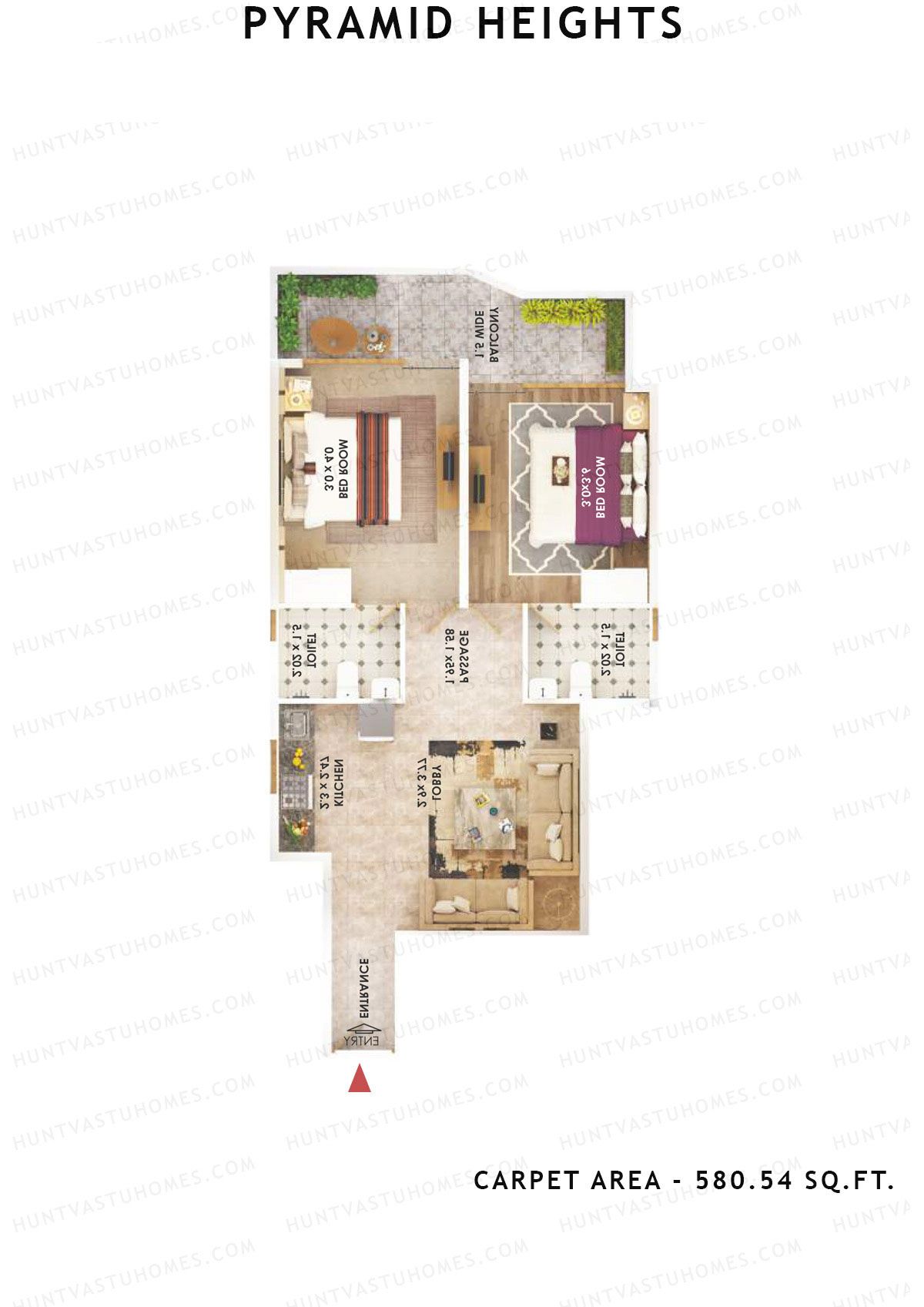 Pyramid Heights Tower 2 Unit 4 (Type B) Floor Plan