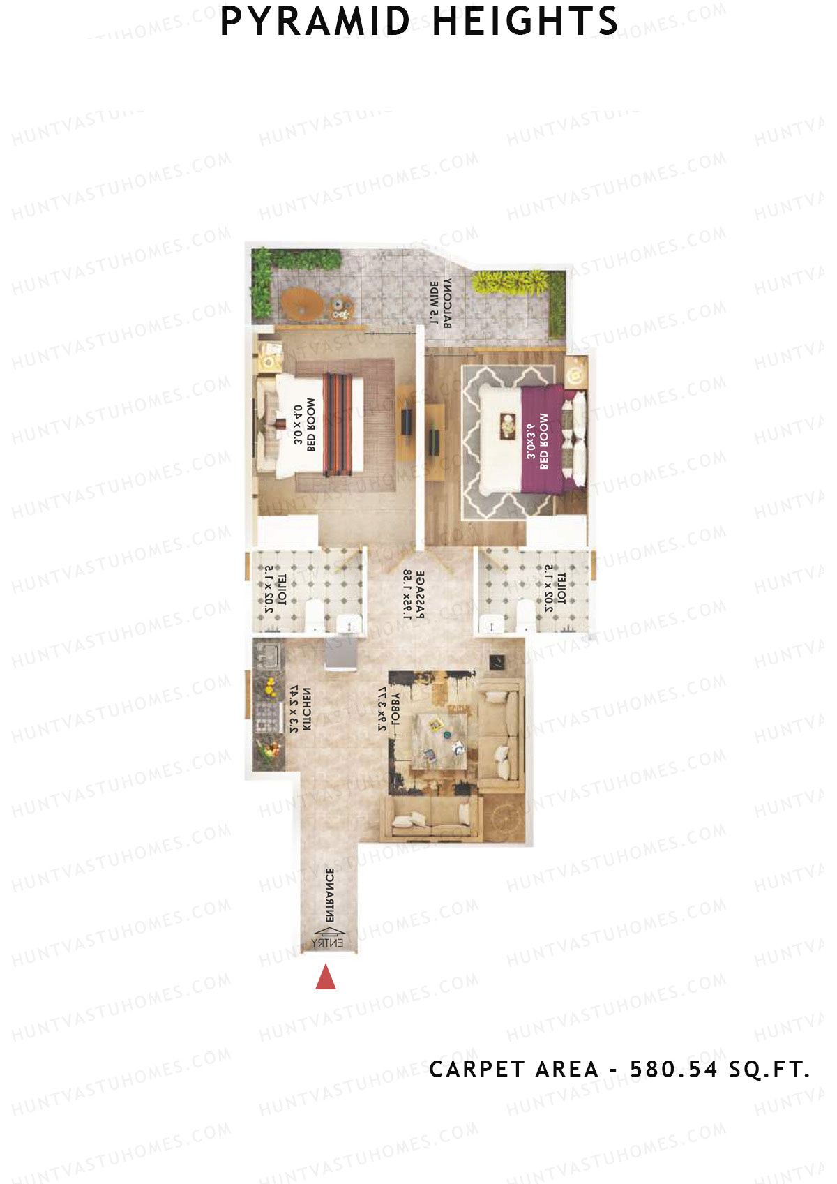 Pyramid Heights Tower 3 Unit 5 (Type B) Floor Plan