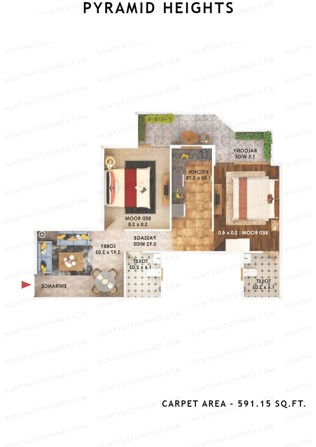 Pyramid Heights Tower 3 Unit 6 (Type A) Floor Plan