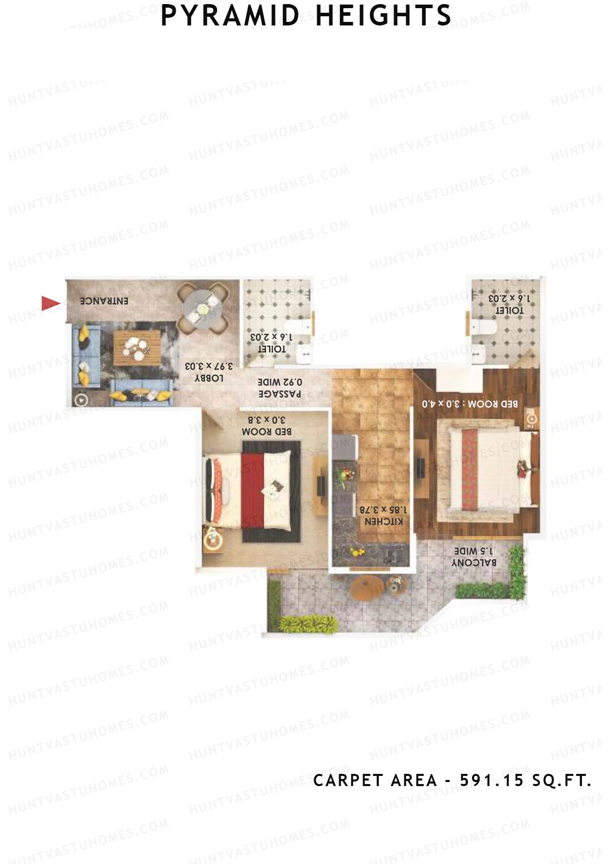 Pyramid Heights Tower 3 Unit 7 (Type A) Floor Plan