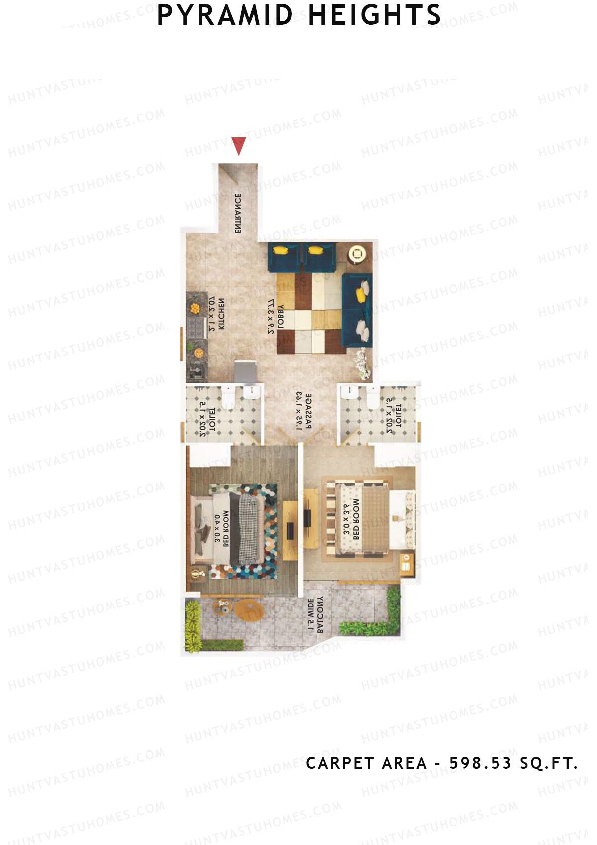 Pyramid Heights Tower 3 Unit 8 (Type D) Floor Plan
