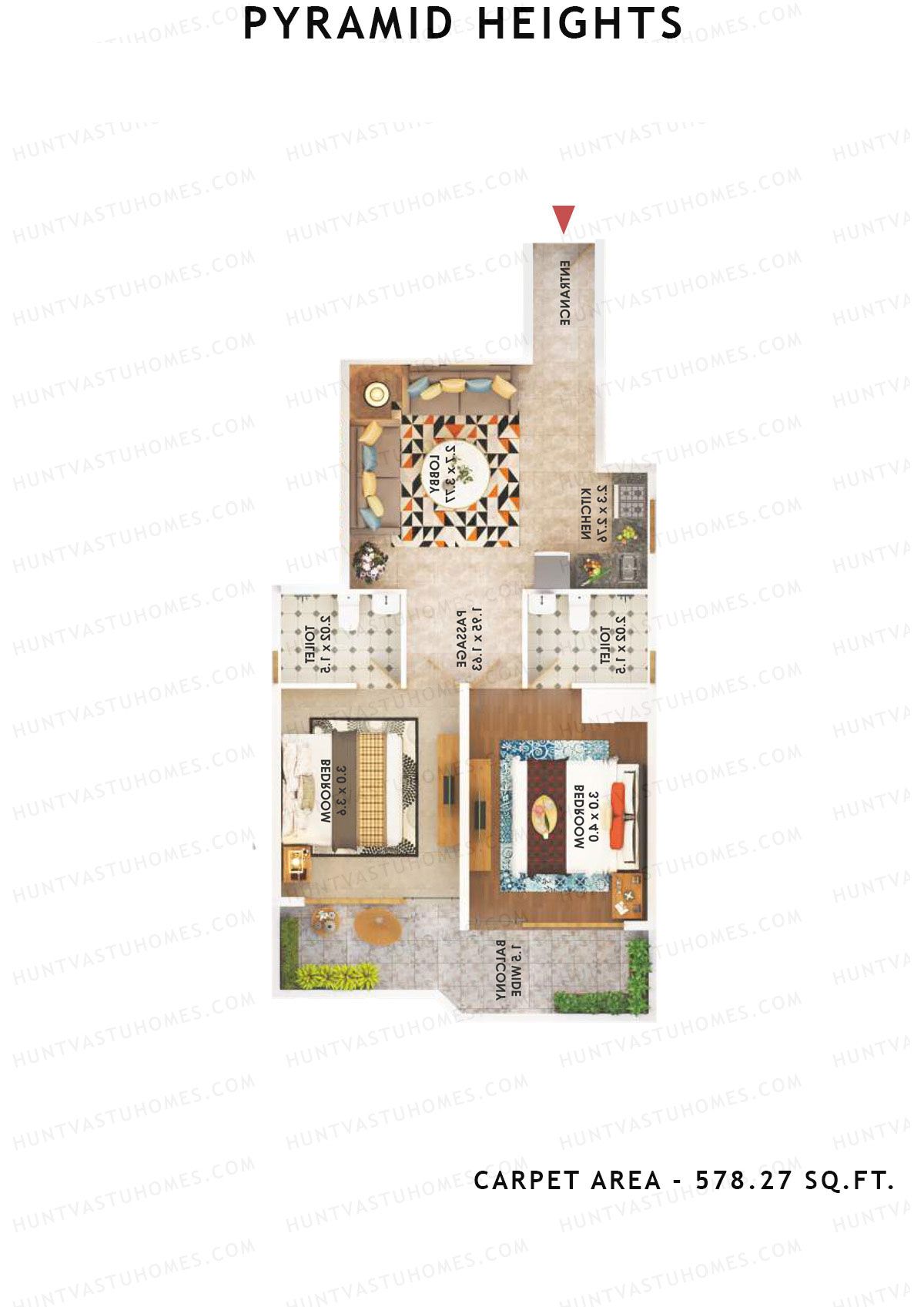 Pyramid Heights Tower 4 Unit 1 (Type C) Floor Plan