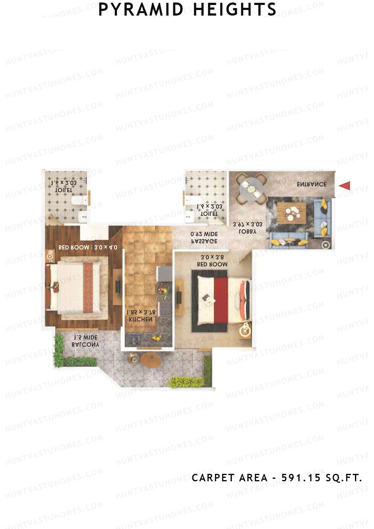 Pyramid Heights Tower 4 Unit 2 (Type A) Floor Plan