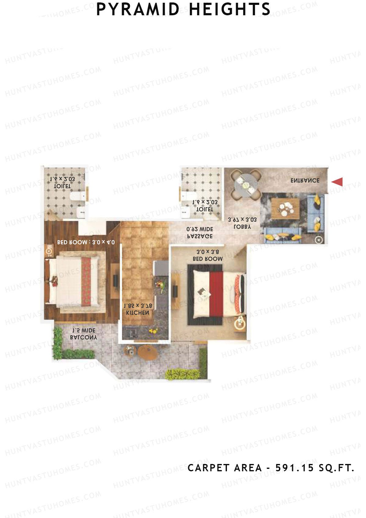 Pyramid Heights Tower 5 Unit 7 (Type A) Floor Plan