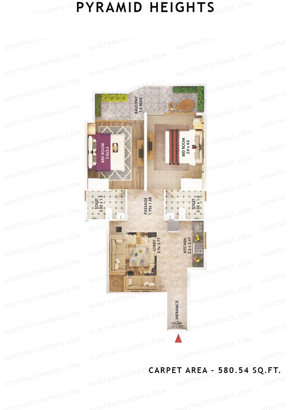 Pyramid Heights Tower 6 Unit 4 (Type B) Floor Plan