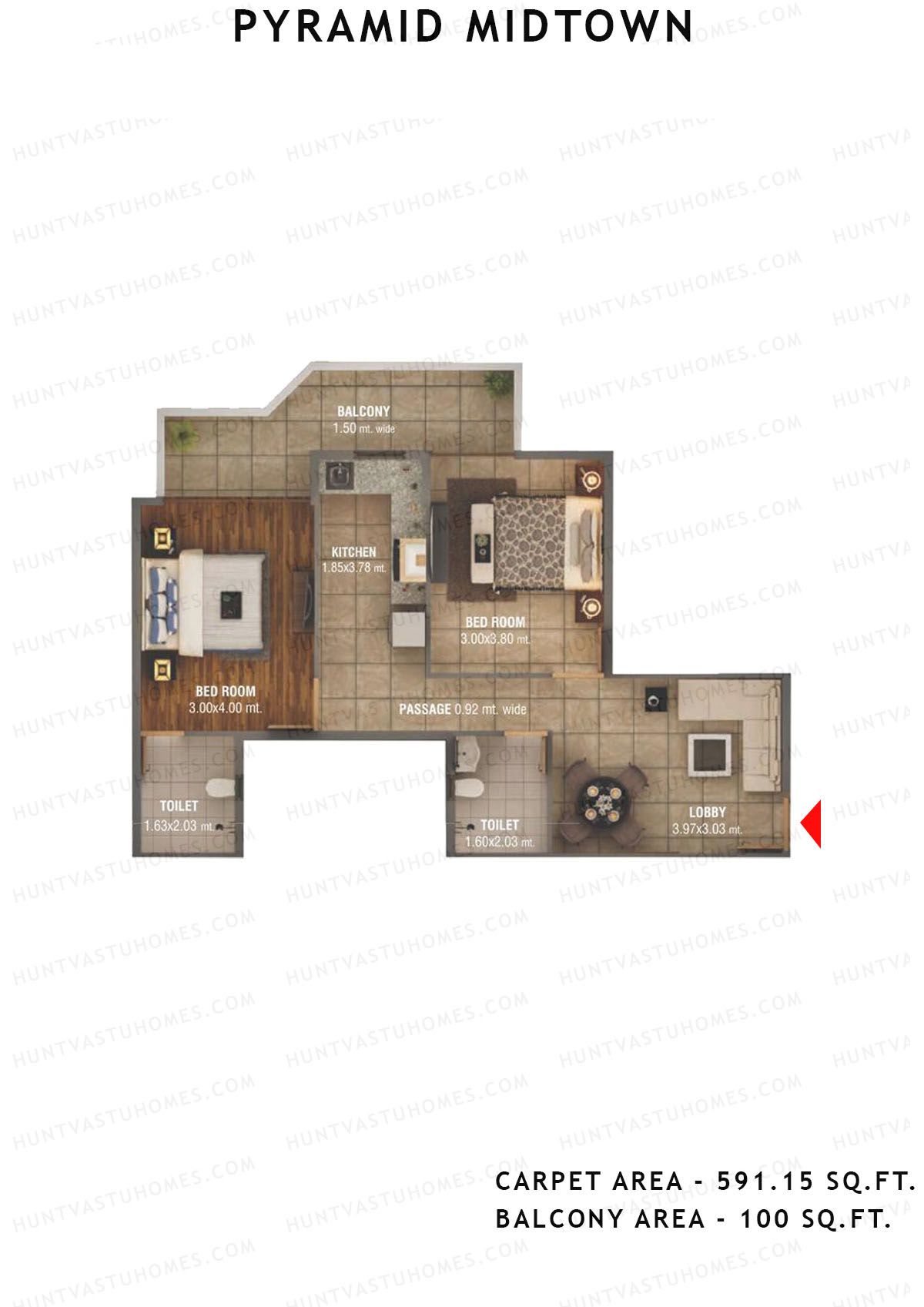 Pyramid Midtown Tower 1 Unit 7 (Type A) Floor Plan