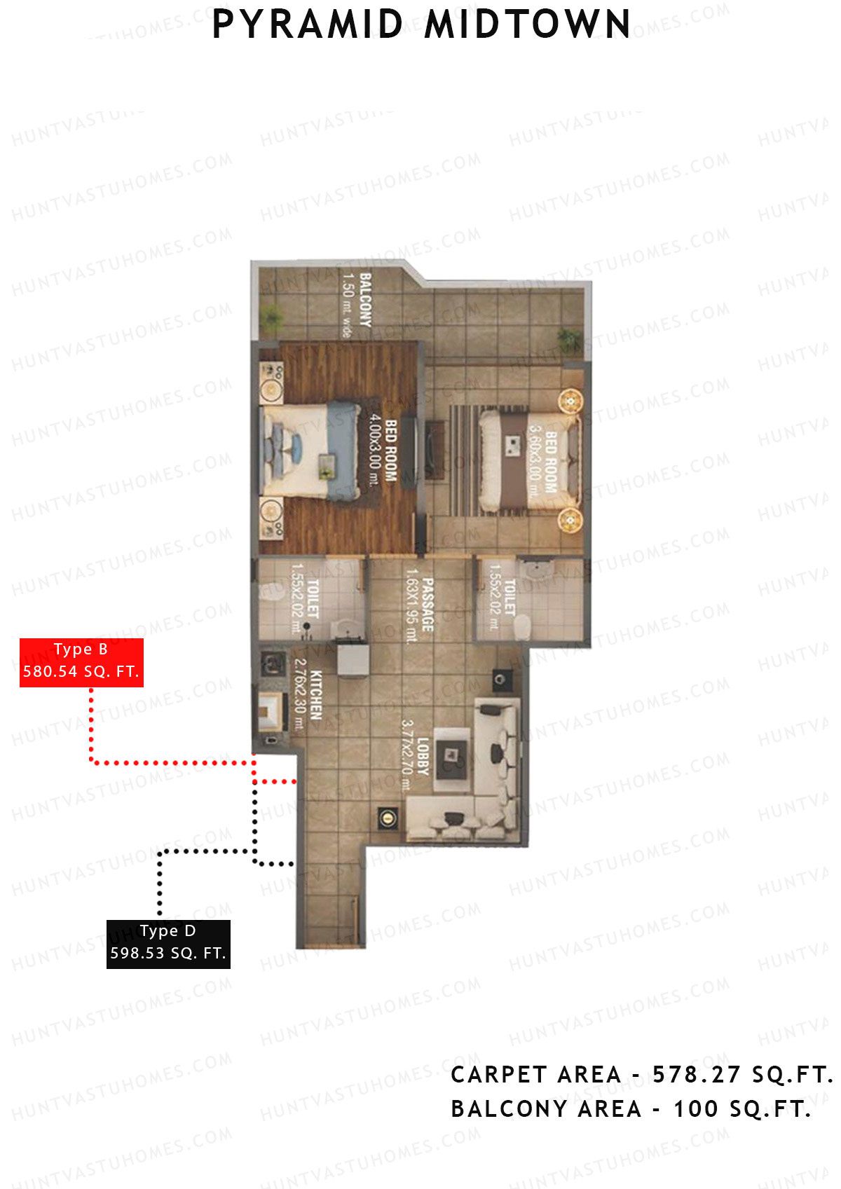 Pyramid Midtown Tower 1 Unit 1 (Type C) Floor Plan
