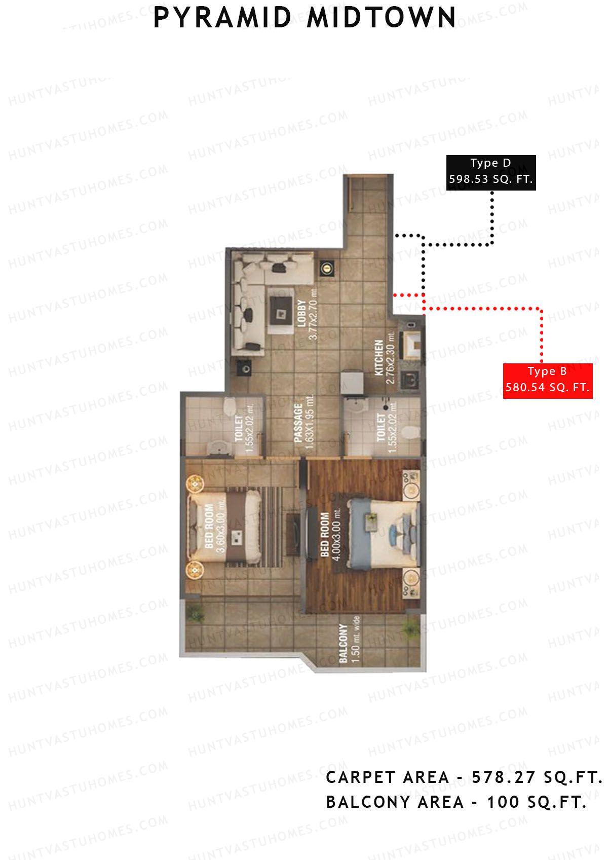 Pyramid Midtown Tower 1 Unit 5 (Type C) Floor Plan