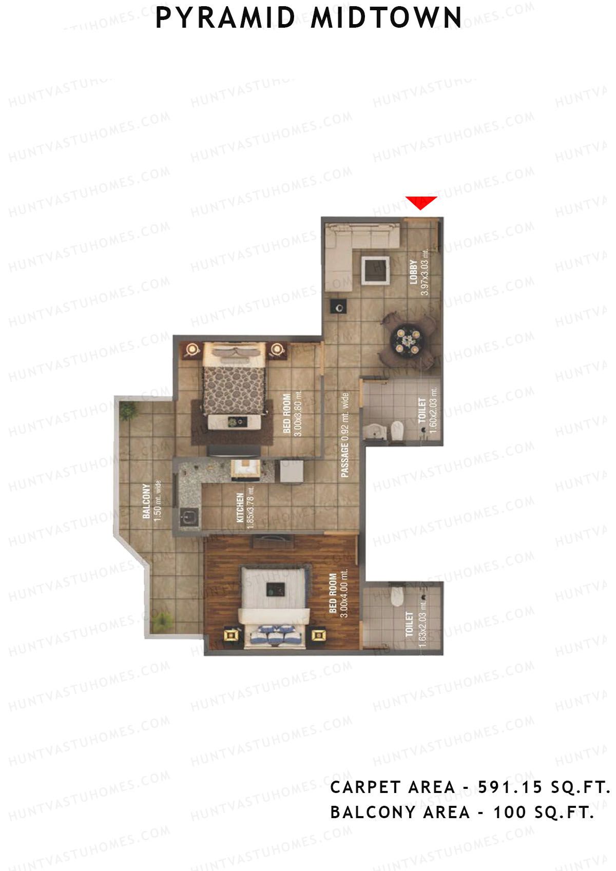 Pyramid Midtown Tower 7 Unit 3 (Type A) Floor Plan