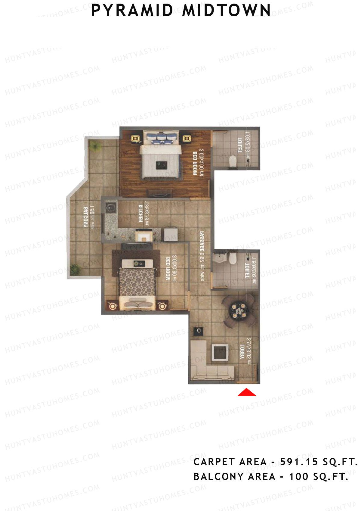 Pyramid Midtown Tower 7 Unit 6 (Type A) Floor Plan