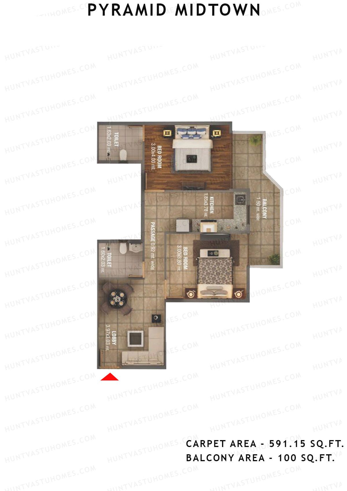 Pyramid Midtown Tower 7 Unit 7 (Type A) Floor Plan