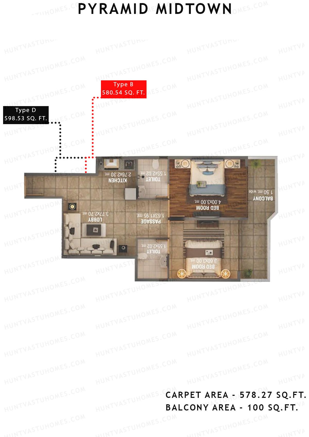 Pyramid Midtown Tower 7 Unit 1 (Type C) Floor Plan