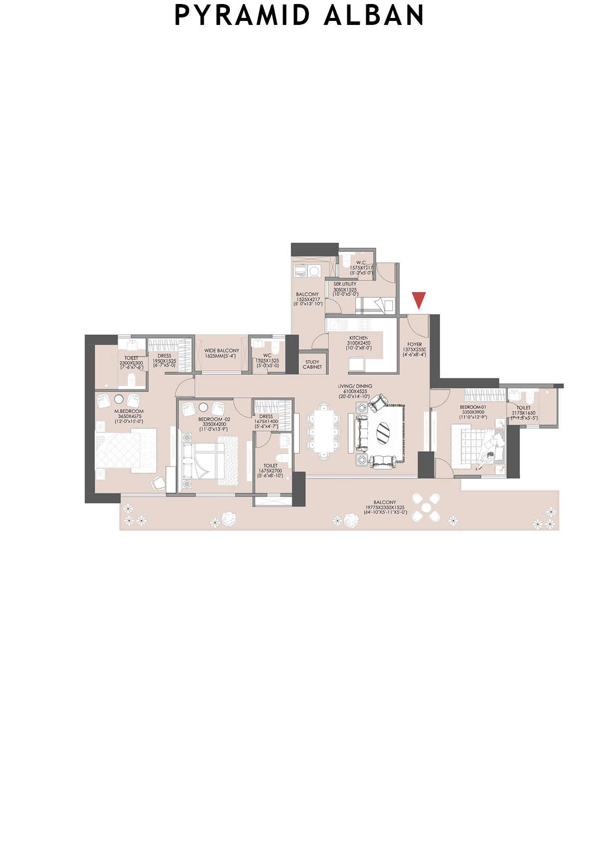 Pyramid Alban Tower 1 Unit A (Type C) Floor Plan
