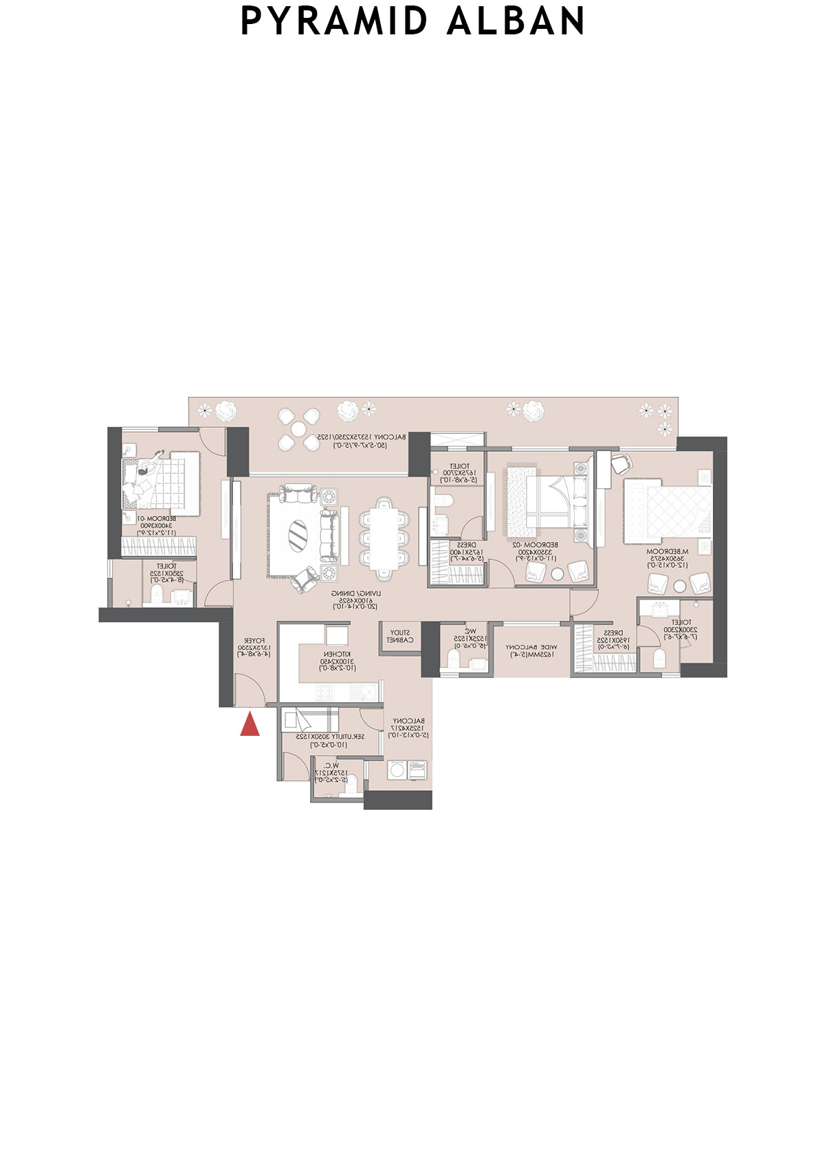 Pyramid Alban Tower 1 Unit C (Type A) Floor Plan