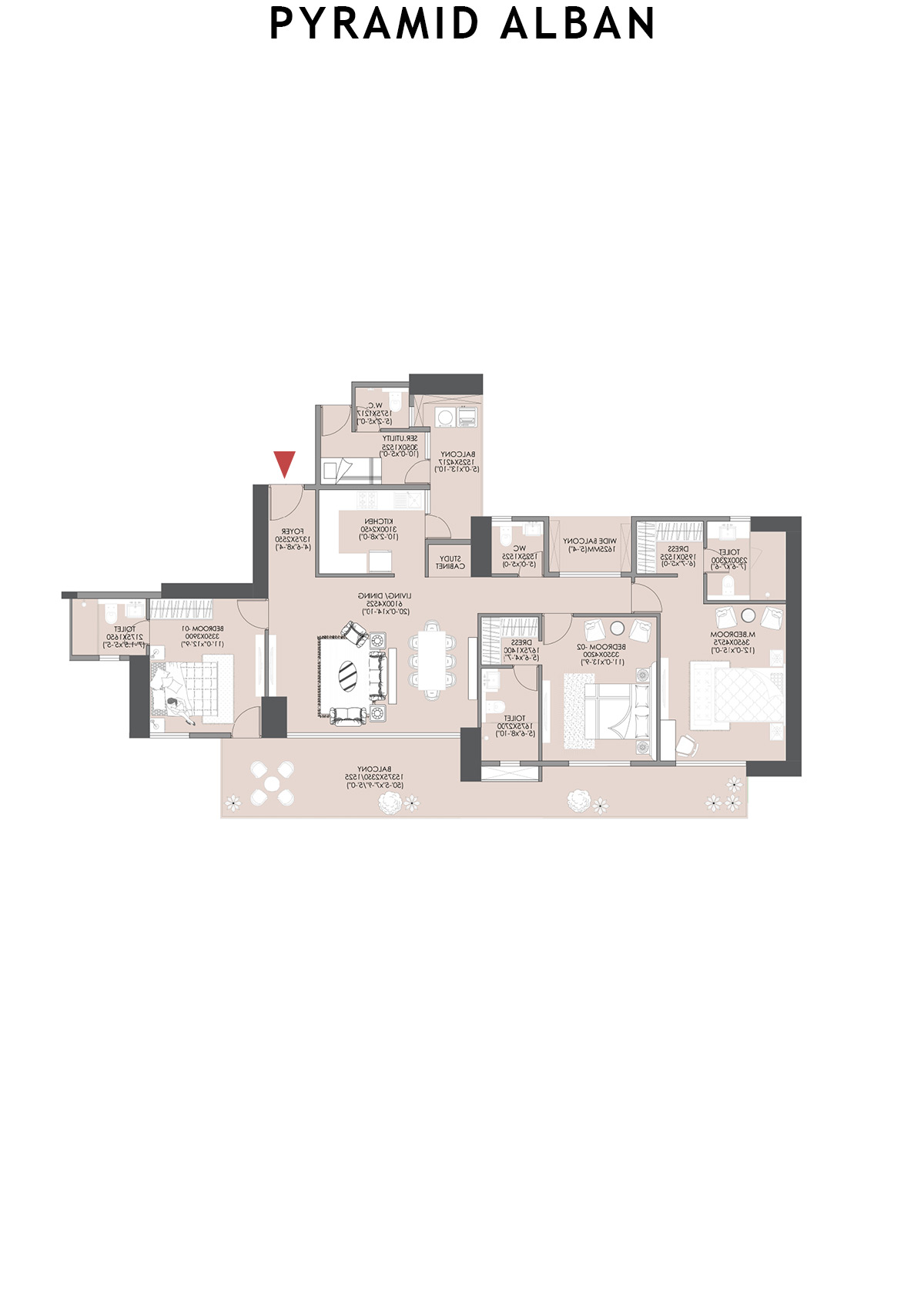 Pyramid Alban Tower 1 Unit D (Type B) Floor Plan