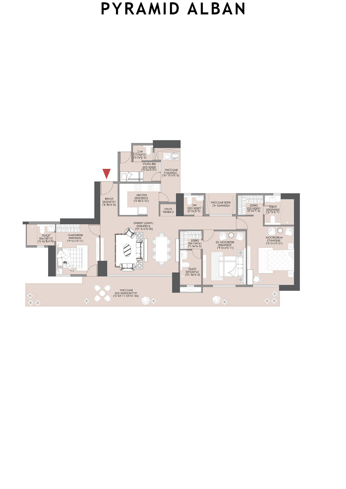 Pyramid Alban Tower 1 Unit D (Type C) Floor Plan