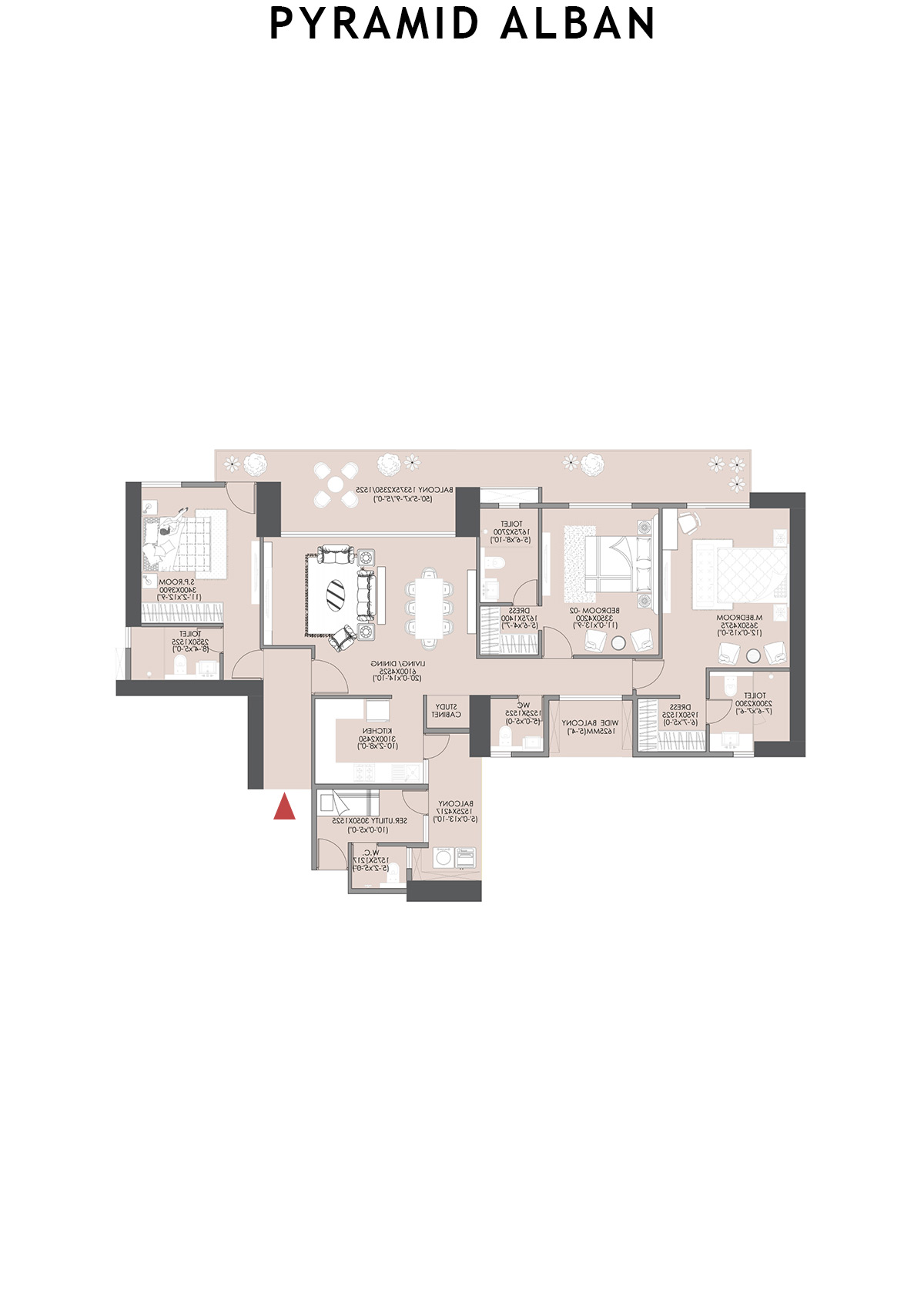 Pyramid Alban Tower 3 Unit C (Type C) Floor Plan