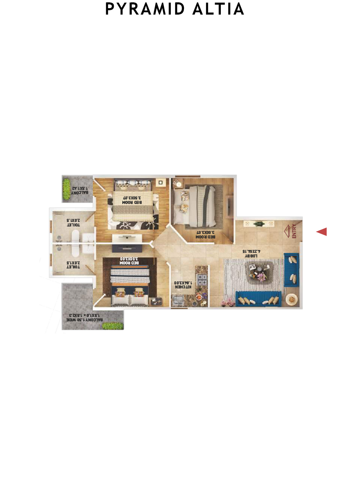 Pyramid Altia Tower 1 Unit 1 (Type B) Floor Plan