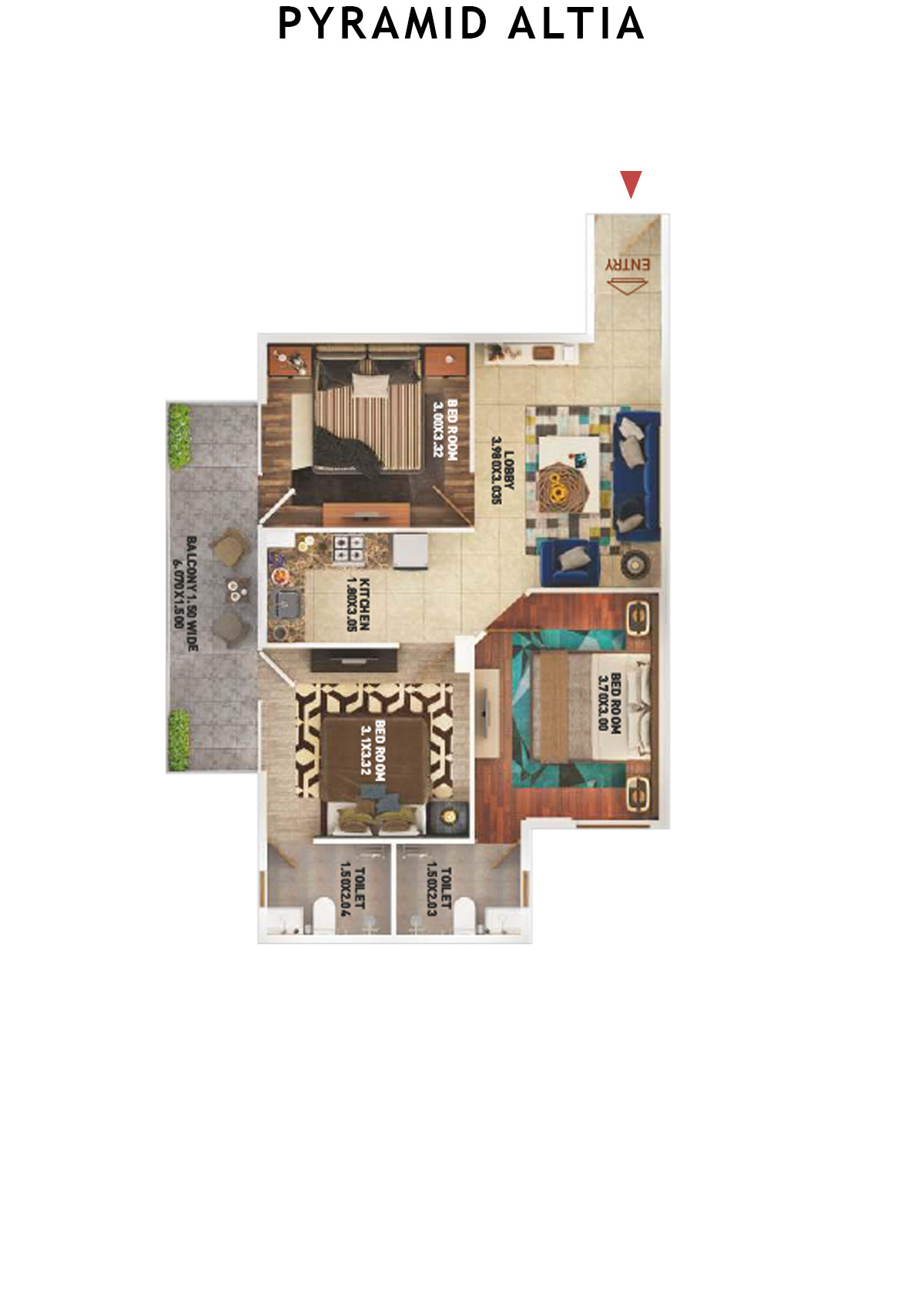 Pyramid Altia Tower 1 Unit 2 (Type A) Floor Plan