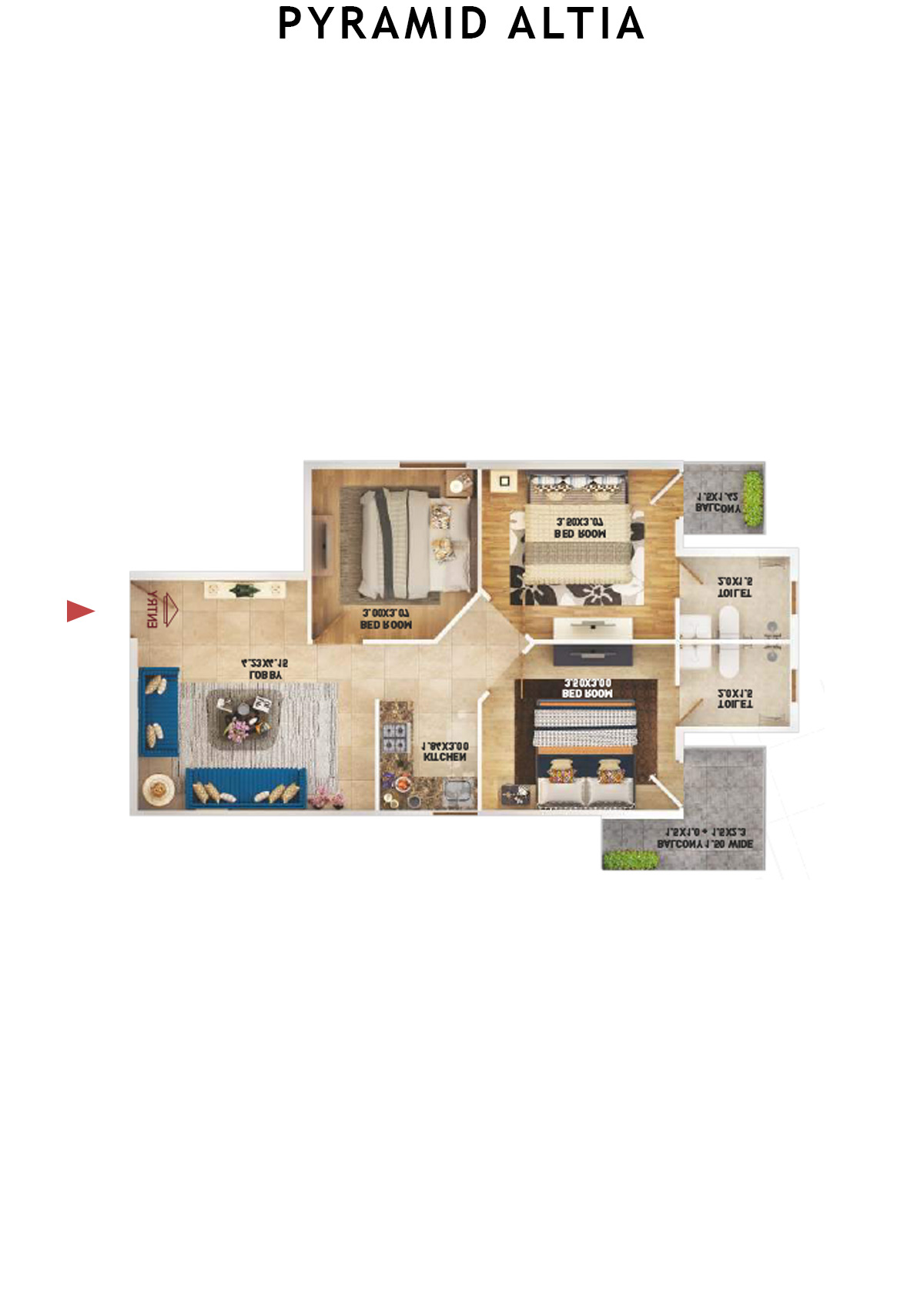 Pyramid Altia Tower 1 Unit 4 (Type B) Floor Plan