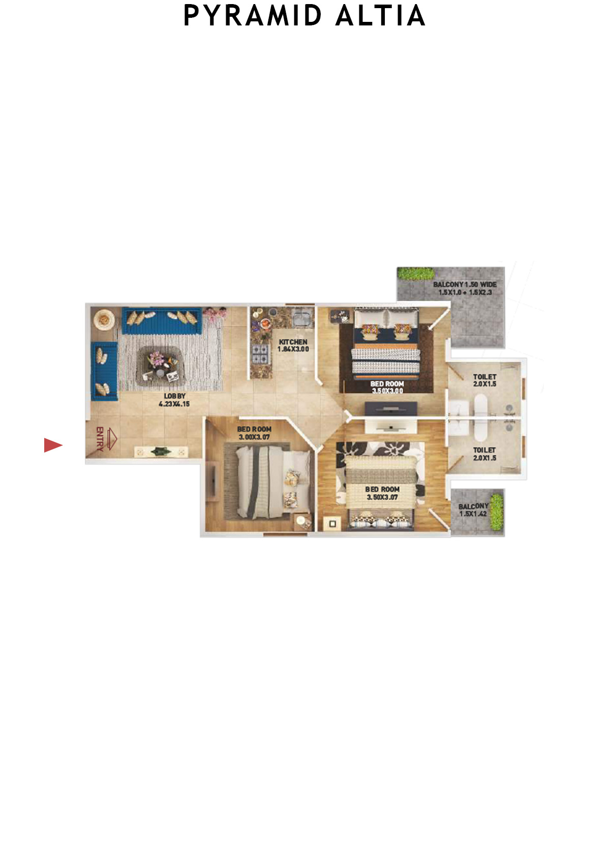 Pyramid Altia Tower 1 Unit 5 (Type B) Floor Plan