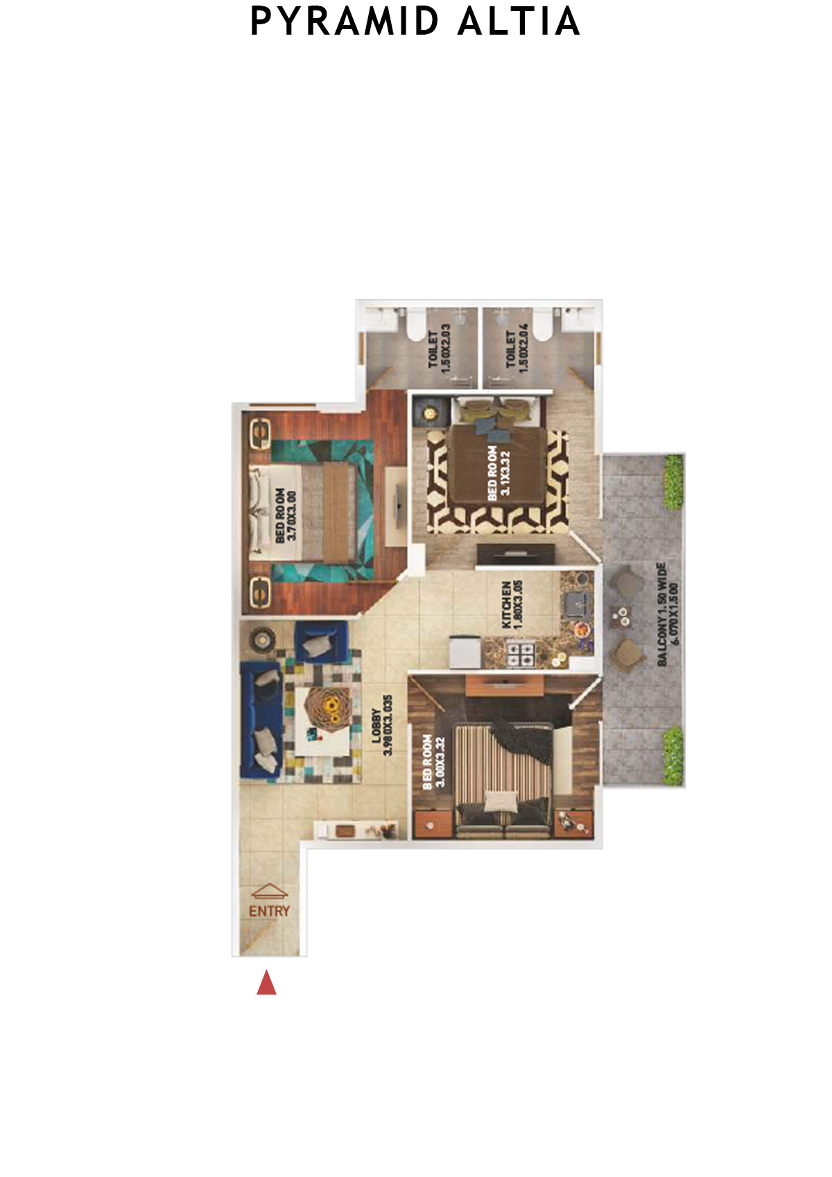 Pyramid Altia Tower 1 Unit 6 (Type A) Floor Plan