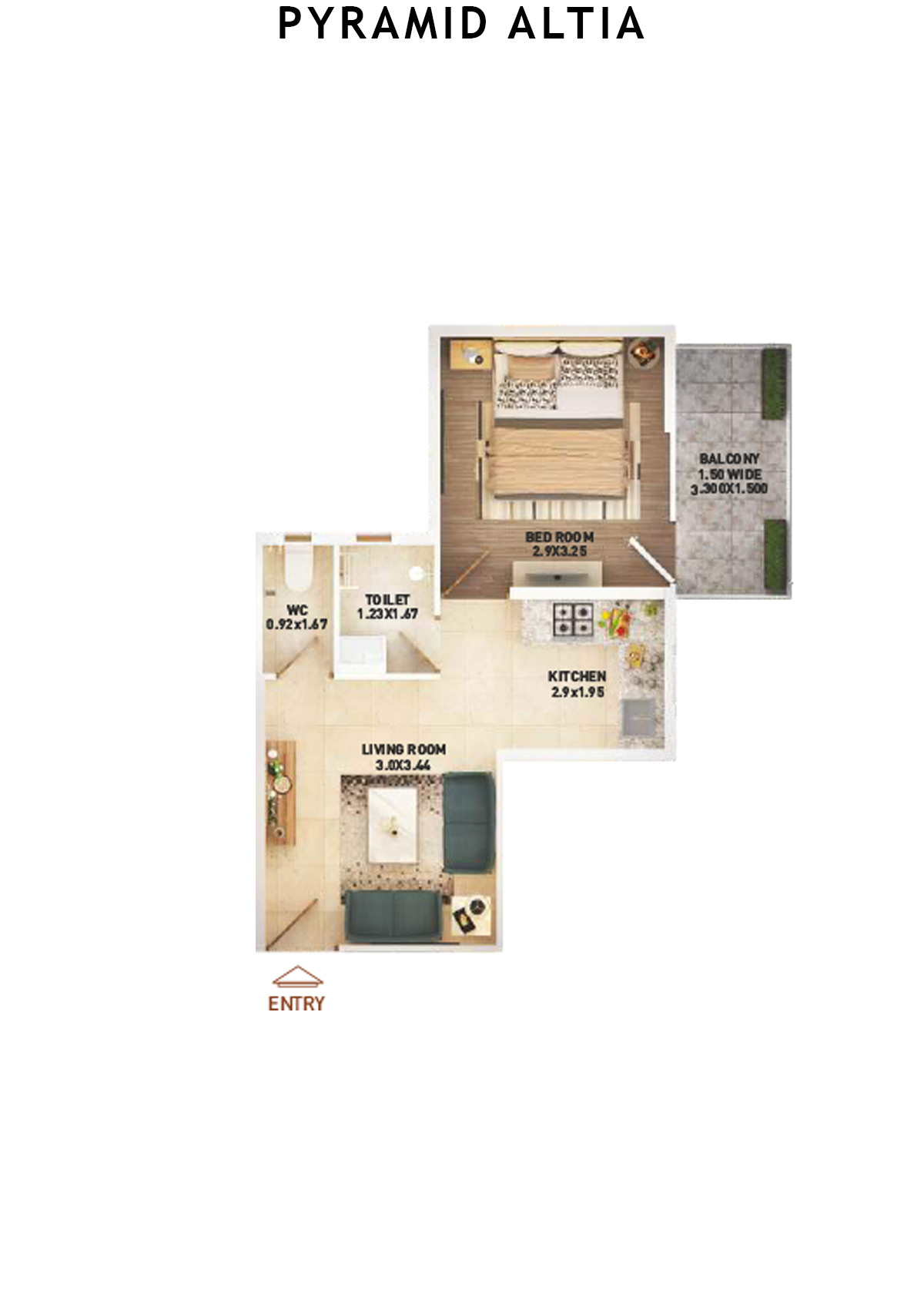Pyramid Altia Tower 6 Unit 3 (Type A) Floor Plan