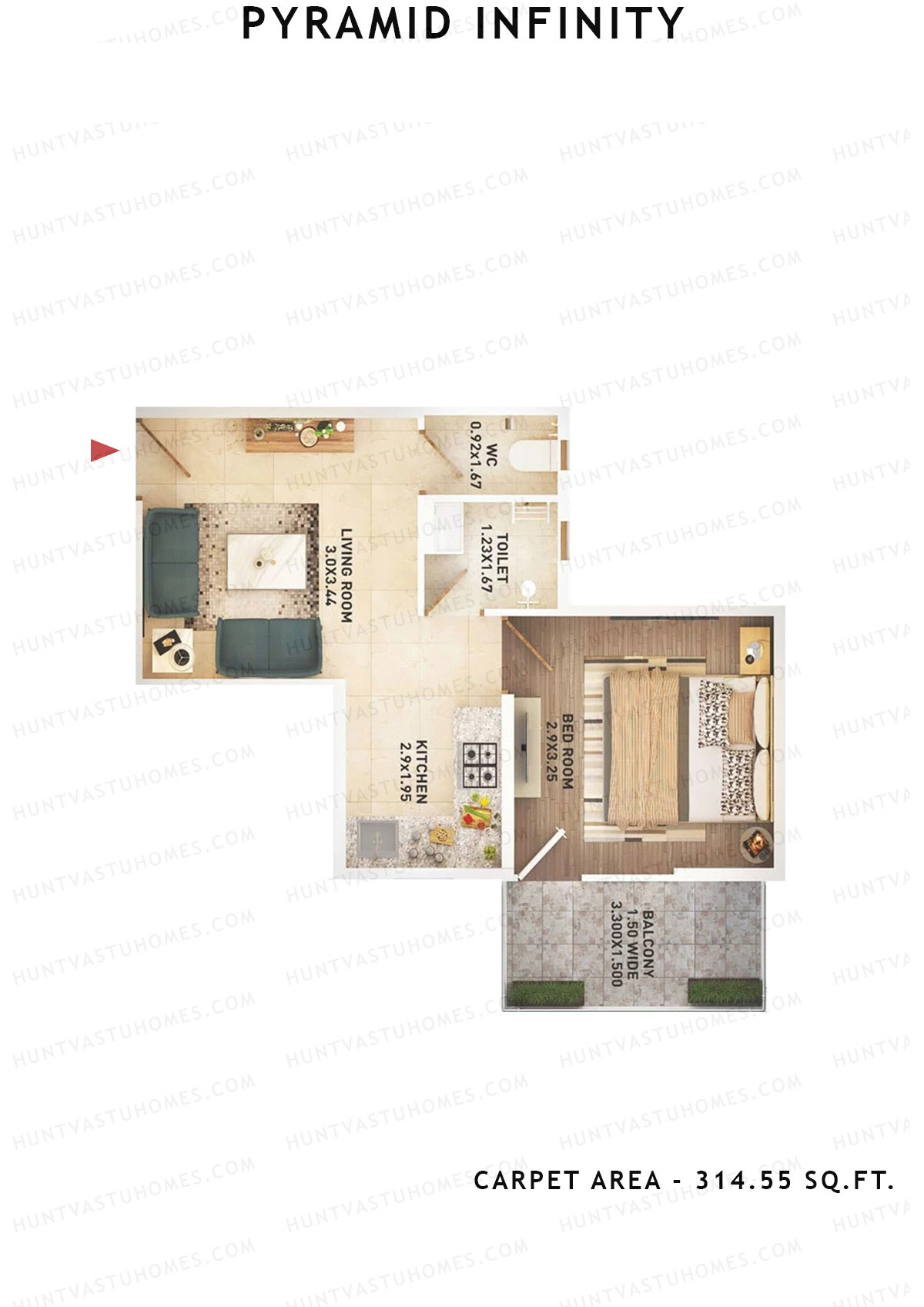 Pyramid Infinity Tower 5 Unit 3 (Type A) Floor Plan