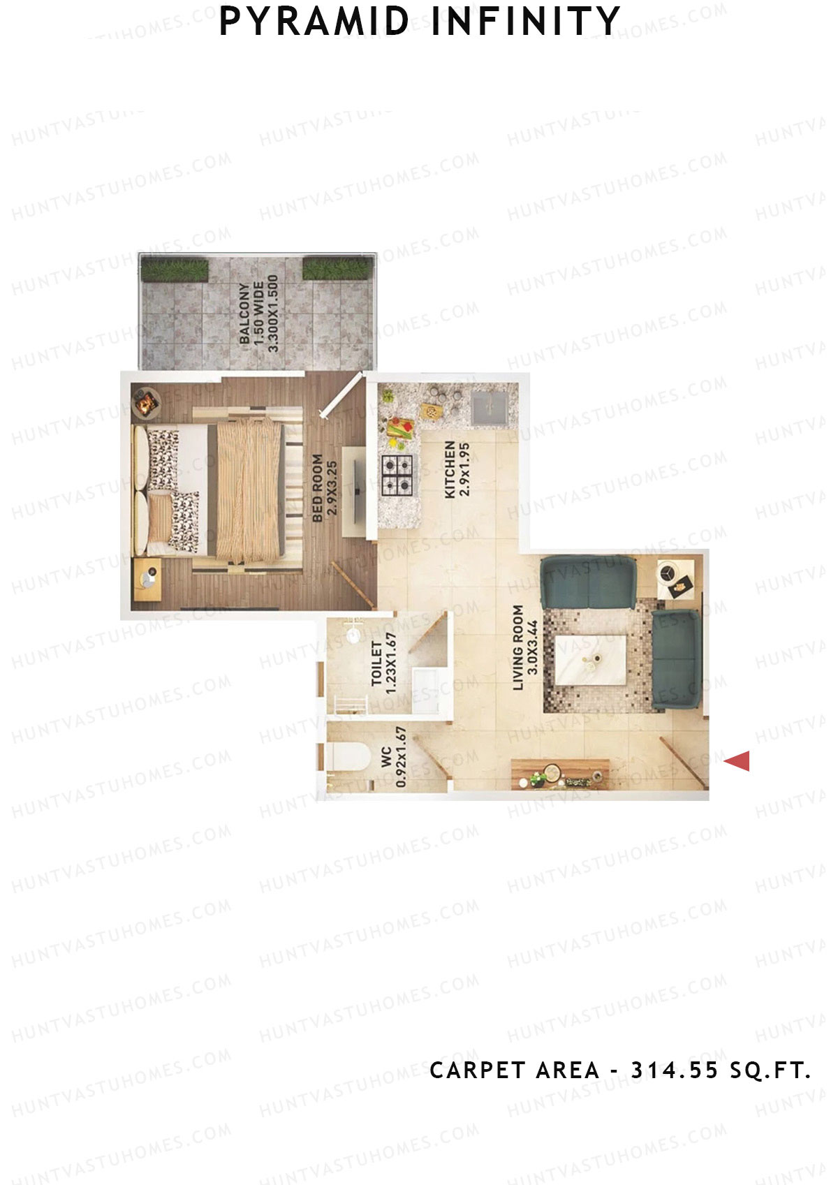 Pyramid Infinity Tower 6 Unit 2 (Type A) Floor Plan