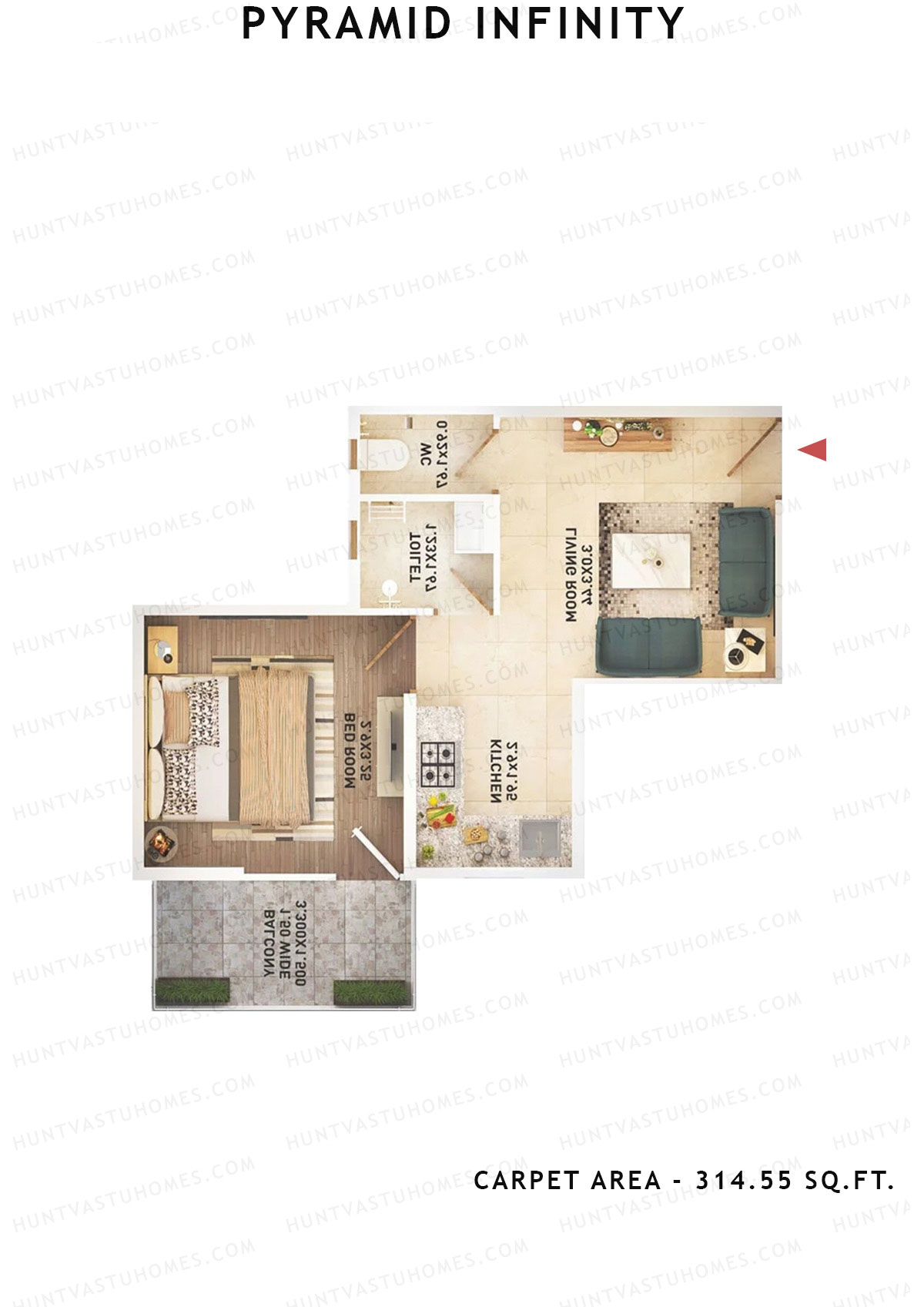 Pyramid Infinity Tower 6 Unit 3 (Type A) Floor Plan