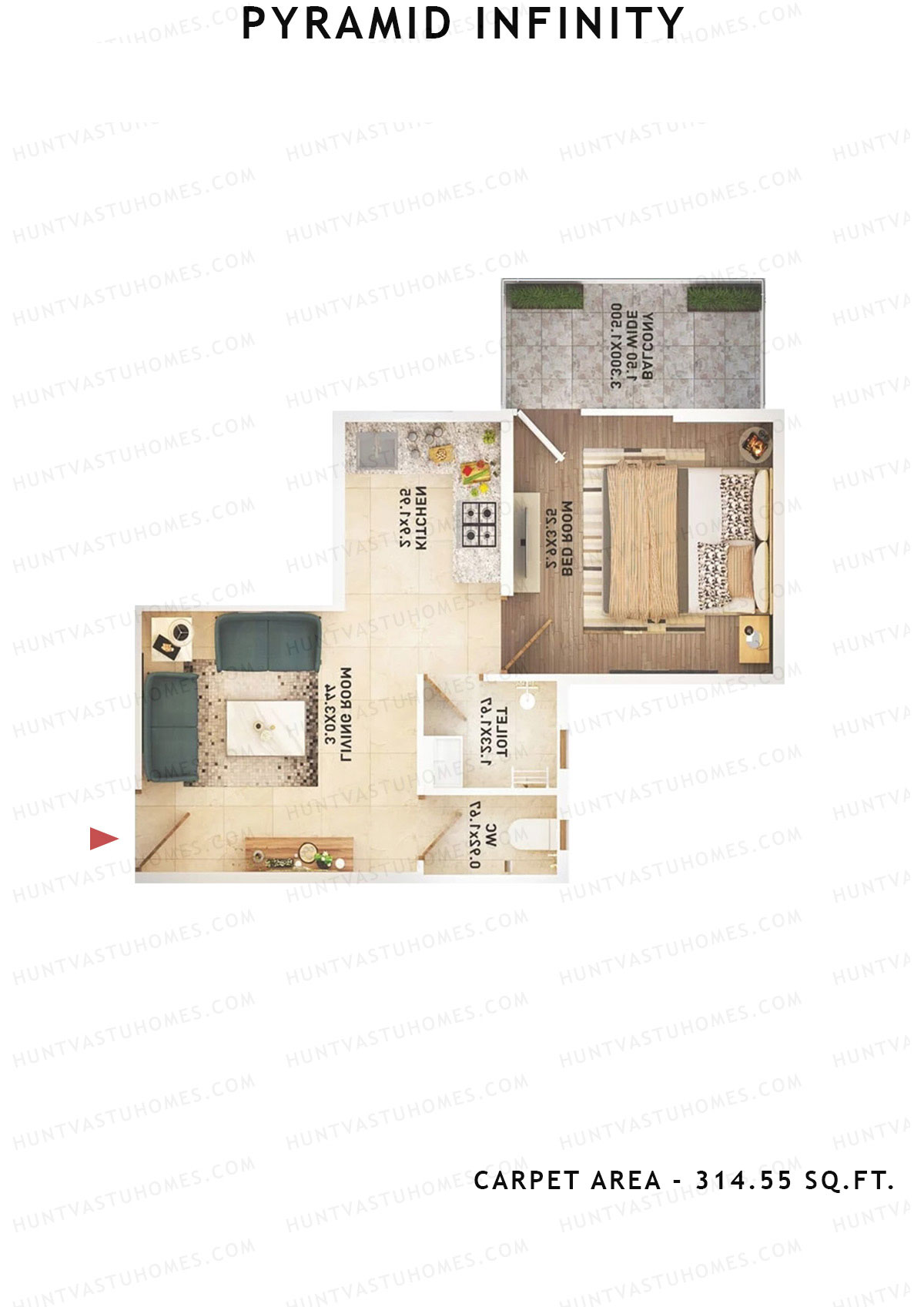 Pyramid Infinity Tower 6 Unit 7 (Type A) Floor Plan
