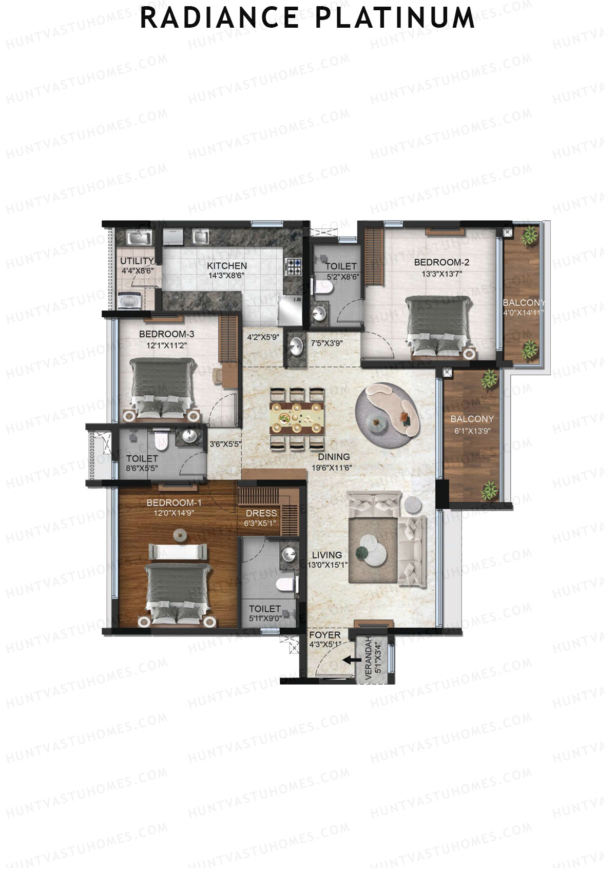 Radiance Platinum Tower 1 Unit 3 Floor Plan