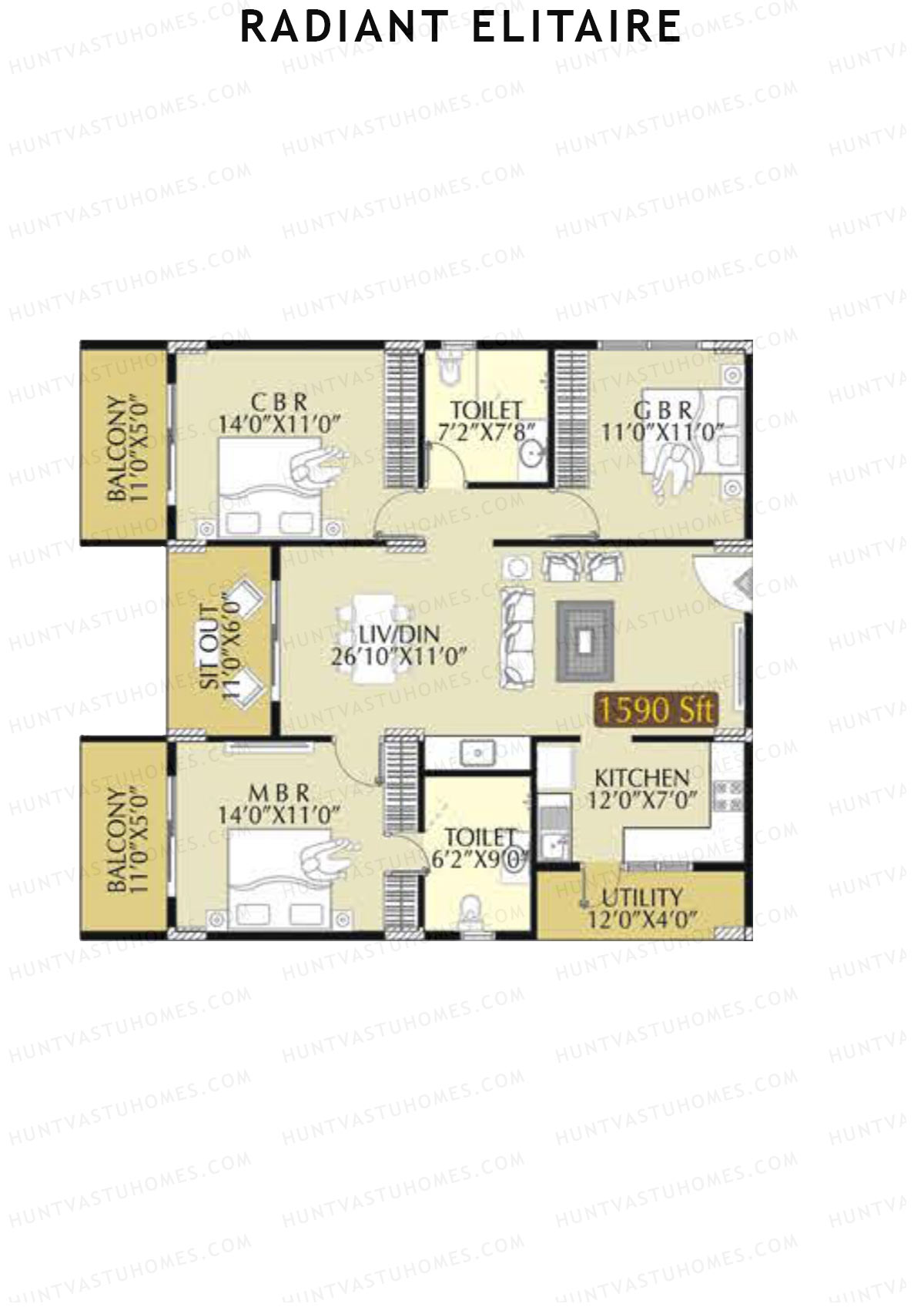 Radiant Elitaire Wing A Unit 11 Floor Plan