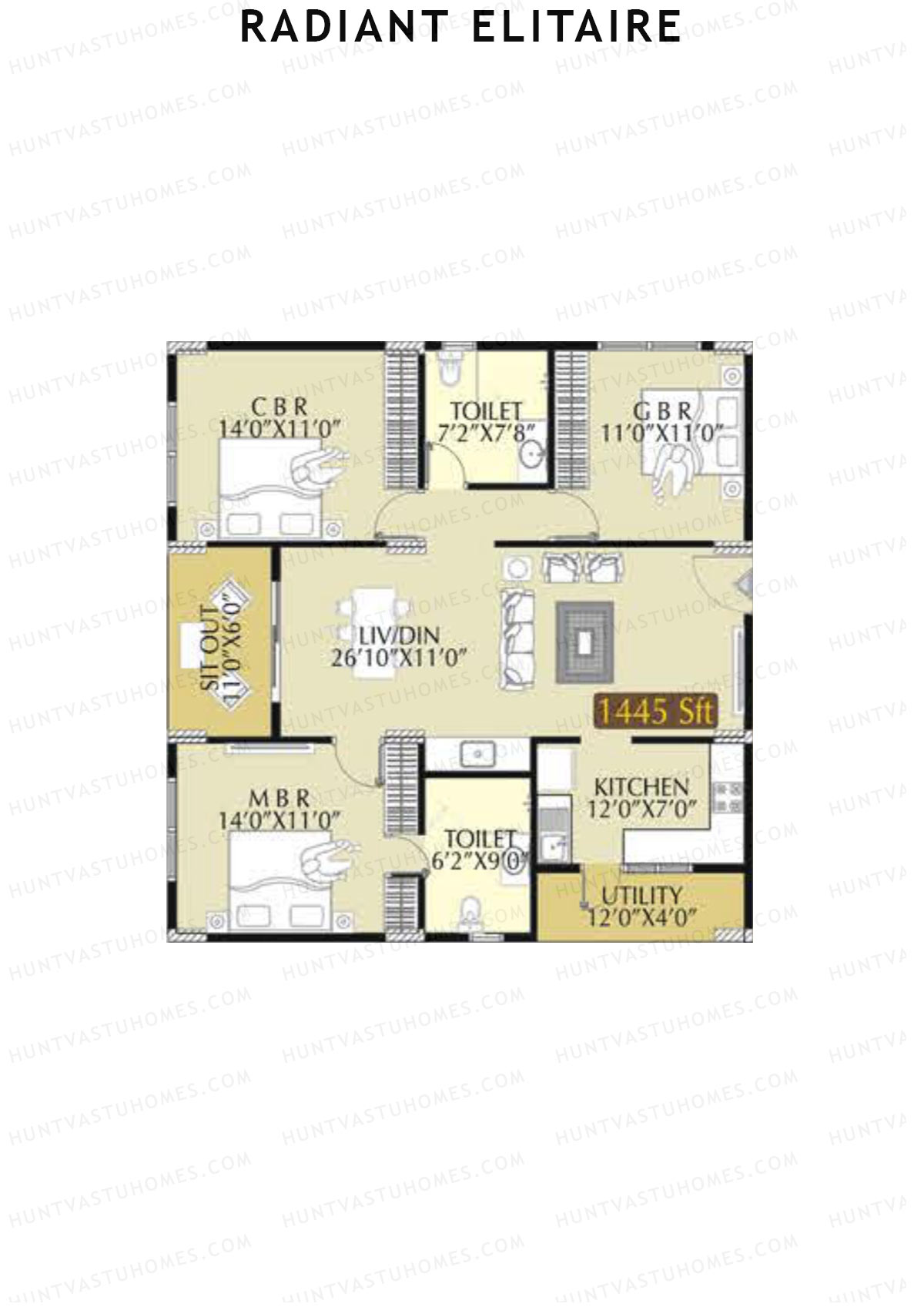 Radiant Elitaire Wing A Unit 13 Floor Plan