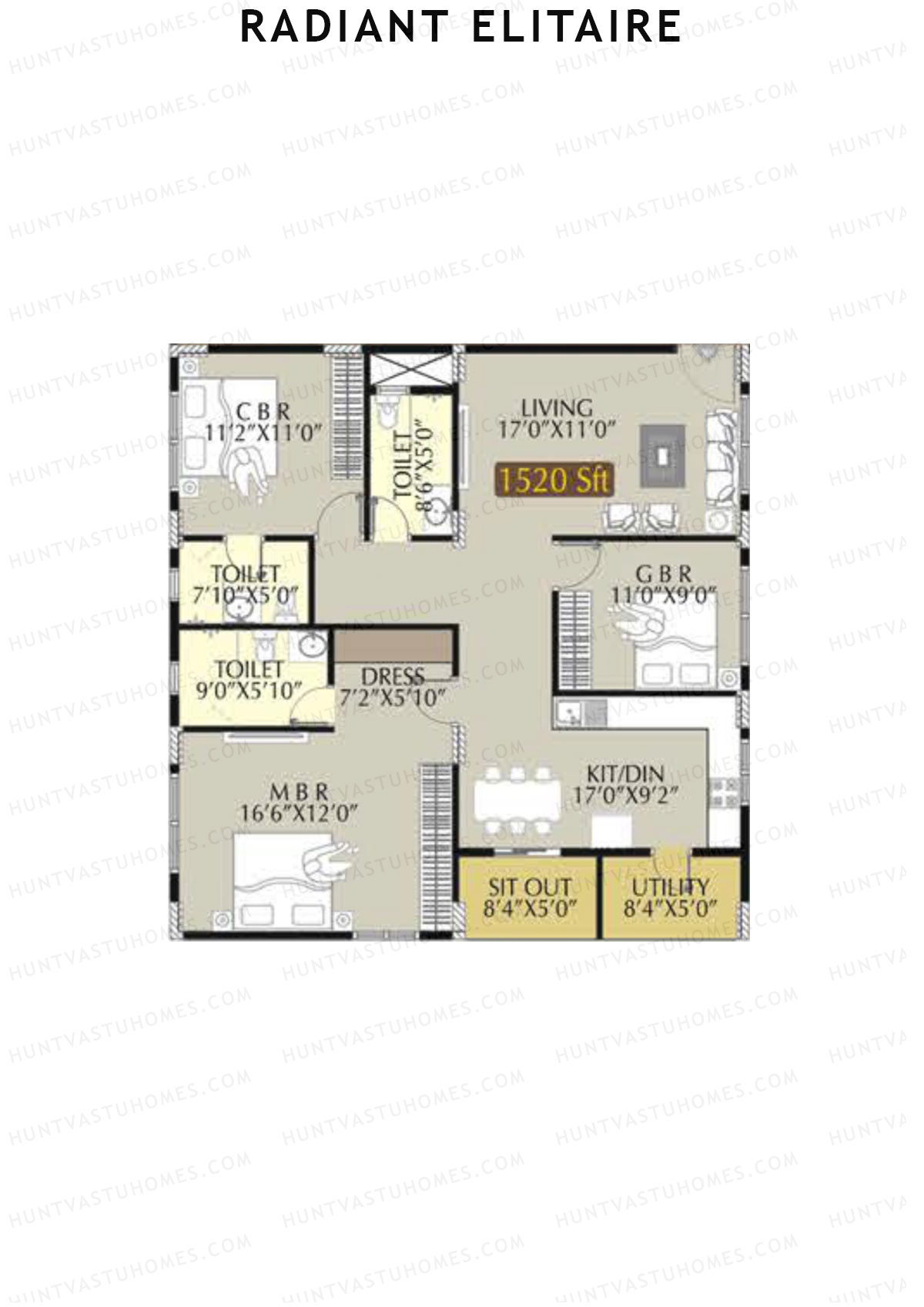 Radiant Elitaire Wing A Unit 15 Floor Plan