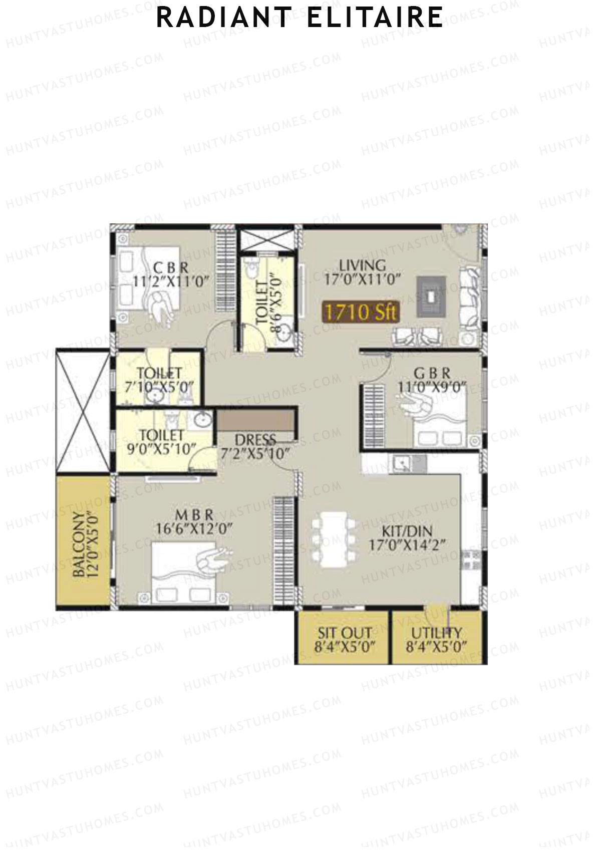 Radiant Elitaire Wing A Unit 15 Floor Plan