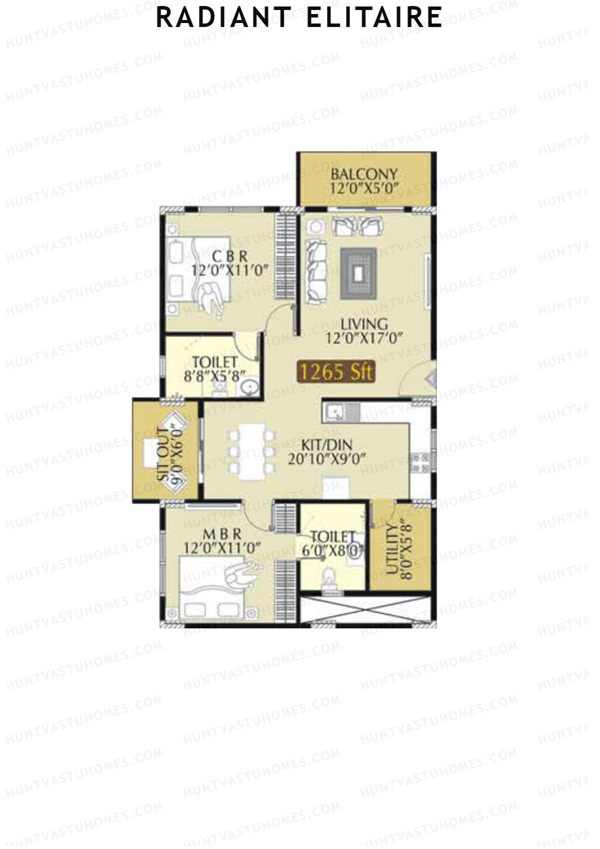 Radiant Elitaire Wing A Unit 1 Floor Plan